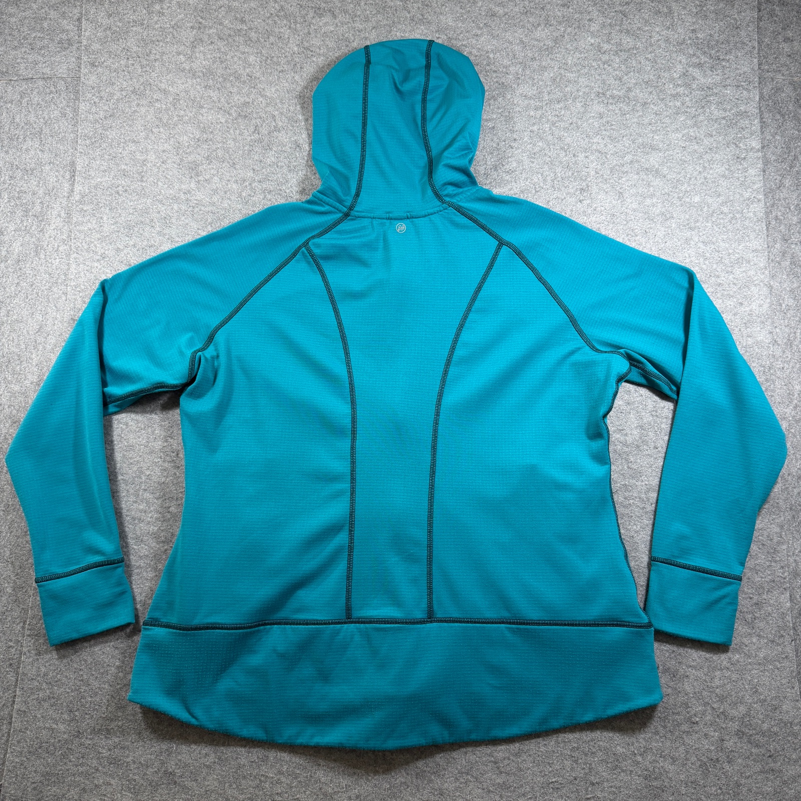 Eddie Bauer Thermal Waffle Knit Jacket Womens XXL Teal Hooded Full Zip Outdoor thumbnail 2