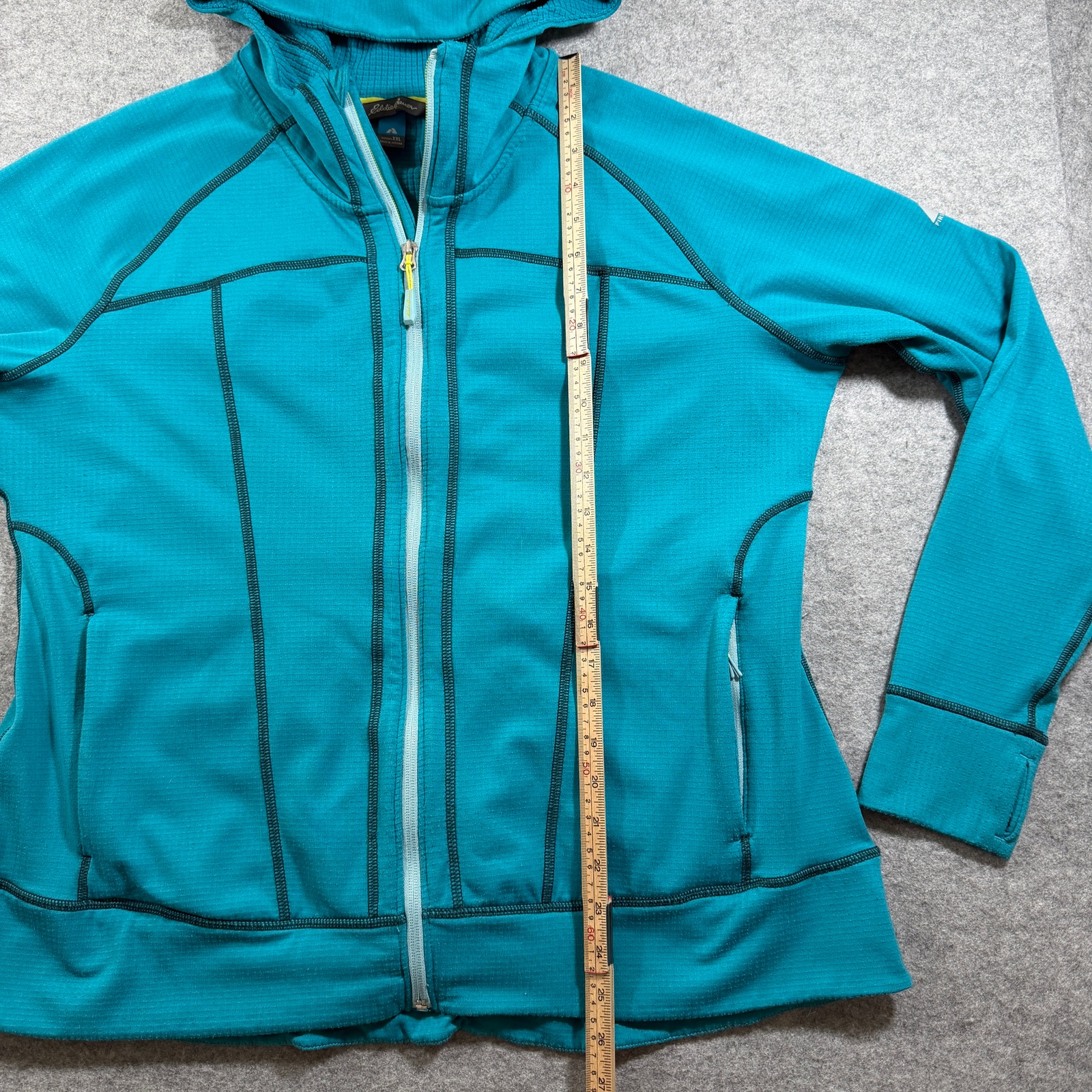 Eddie Bauer Thermal Waffle Knit Jacket Womens XXL Teal Hooded Full Zip Outdoor thumbnail 6