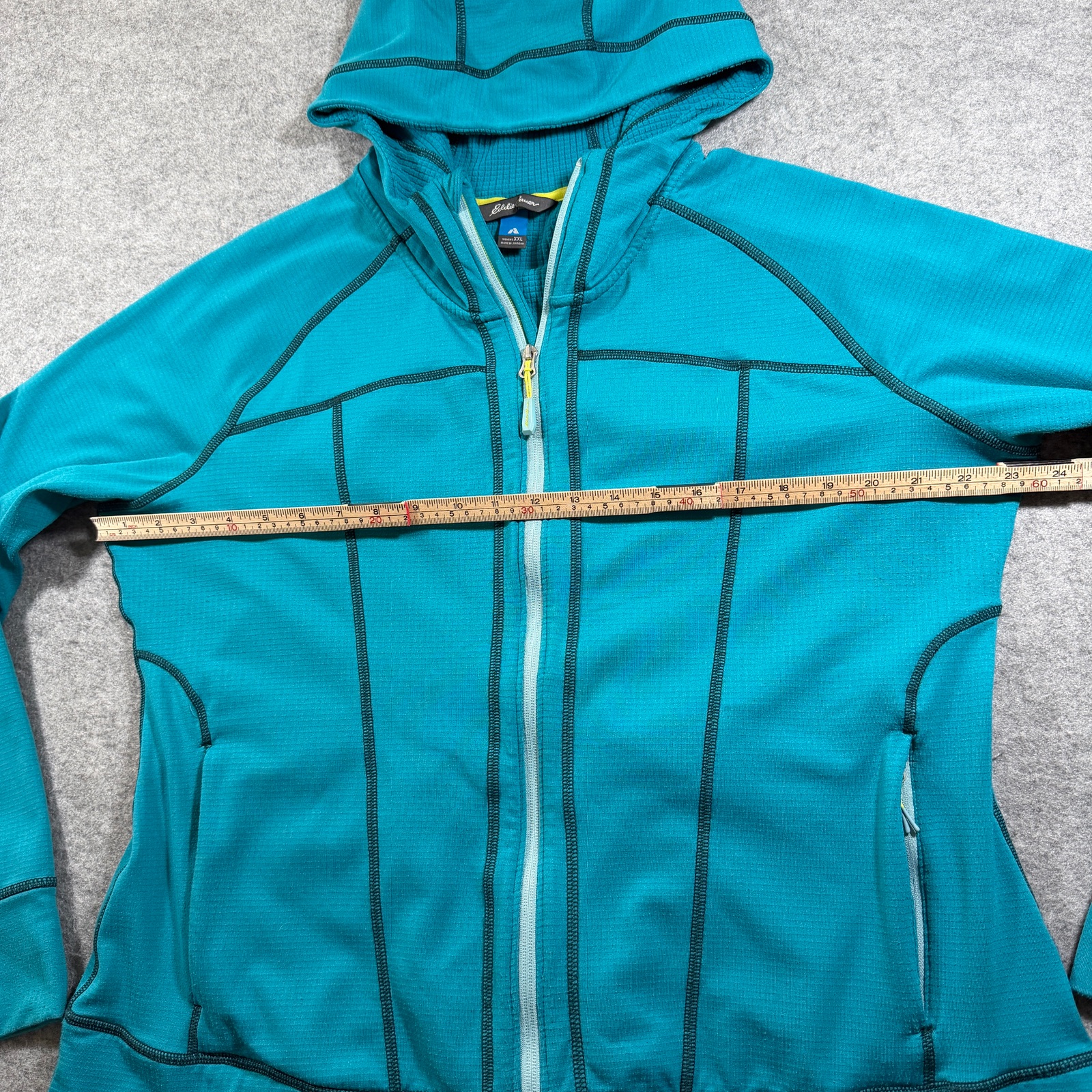 Eddie Bauer Thermal Waffle Knit Jacket Womens XXL Teal Hooded Full Zip Outdoor thumbnail 7