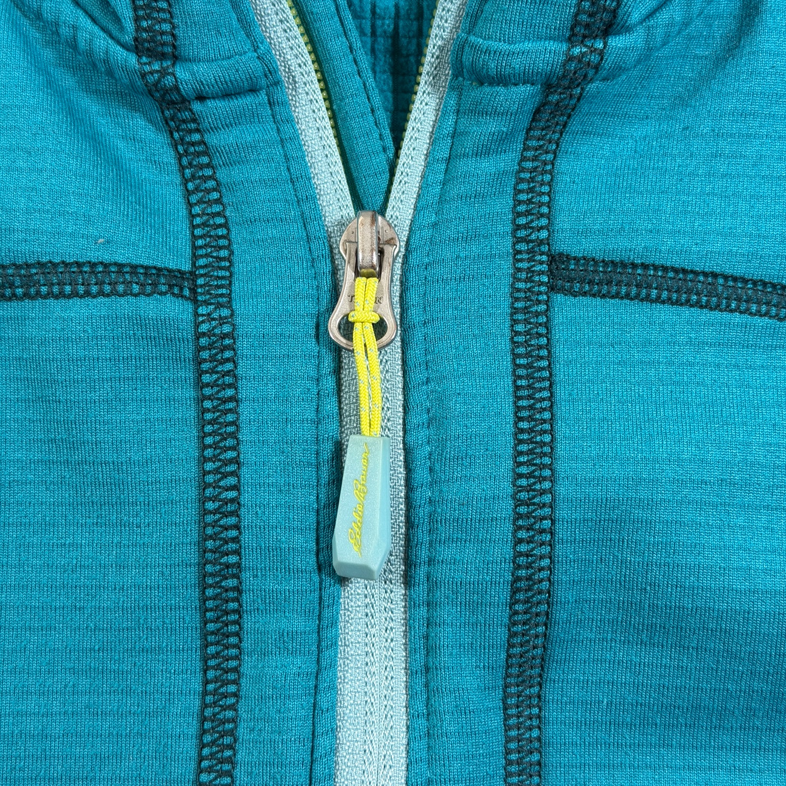 Eddie Bauer Thermal Waffle Knit Jacket Womens XXL Teal Hooded Full Zip Outdoor thumbnail 10