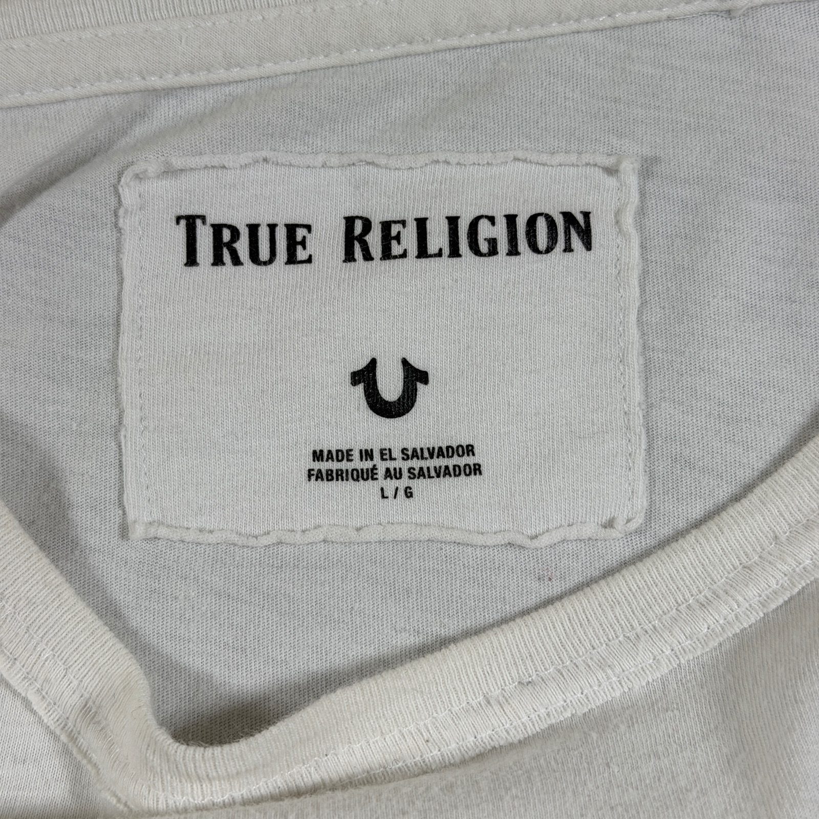 True Religion Long Sleeve Shirt Mens L White Graphic Logo Cotton Streetwear thumbnail 3