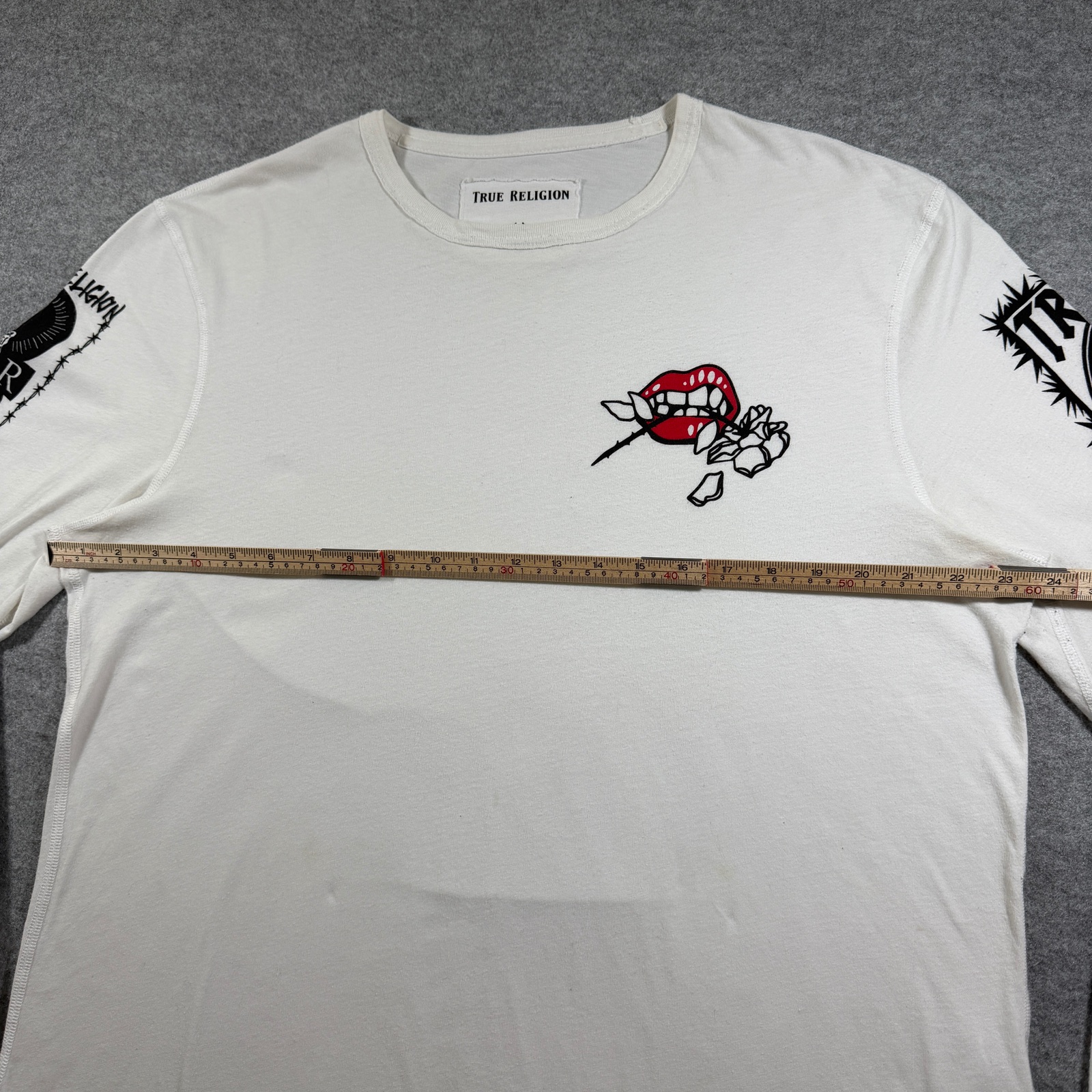 True Religion Long Sleeve Shirt Mens L White Graphic Logo Cotton Streetwear thumbnail 6