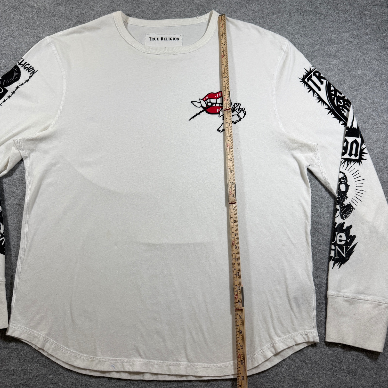 True Religion Long Sleeve Shirt Mens L White Graphic Logo Cotton Streetwear thumbnail 7