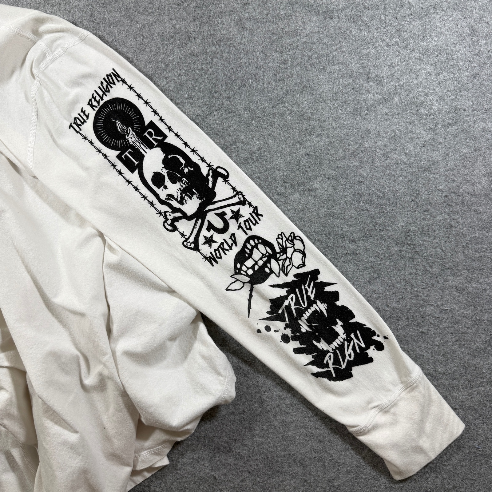 True Religion Long Sleeve Shirt Mens L White Graphic Logo Cotton Streetwear thumbnail 9