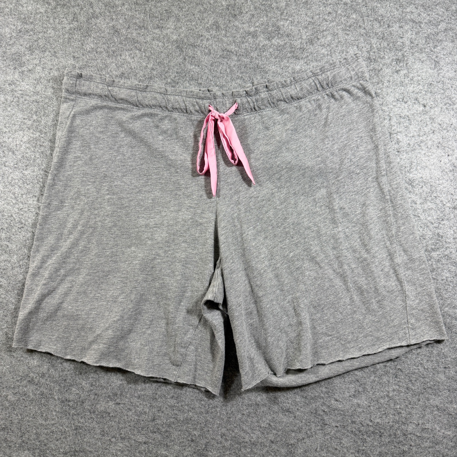 Victoria's Secret Pajama Set Womens L Gray Pink Trim Button Up Shorts Cotton thumbnail 3