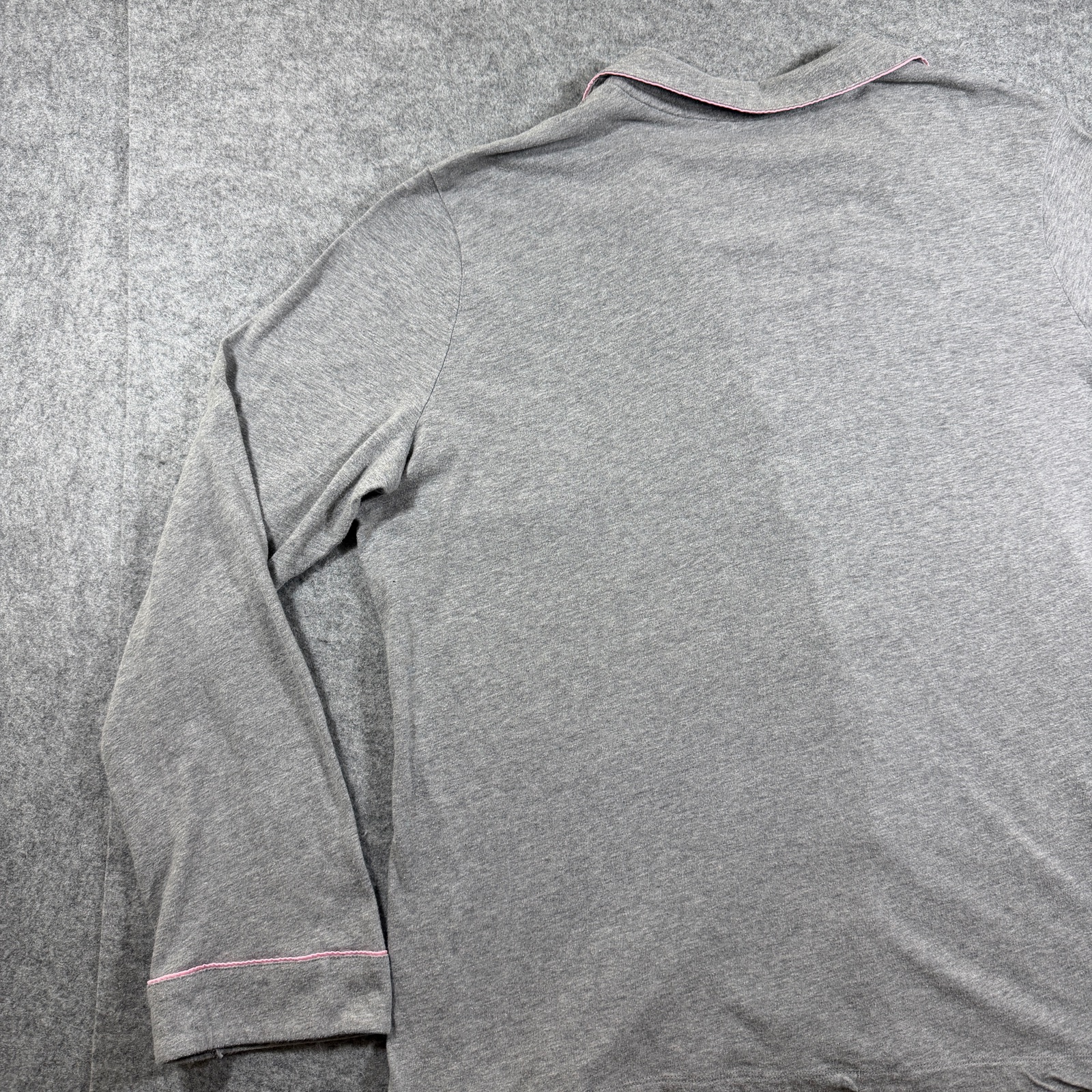 Victoria's Secret Pajama Set Womens L Gray Pink Trim Button Up Shorts Cotton thumbnail 14