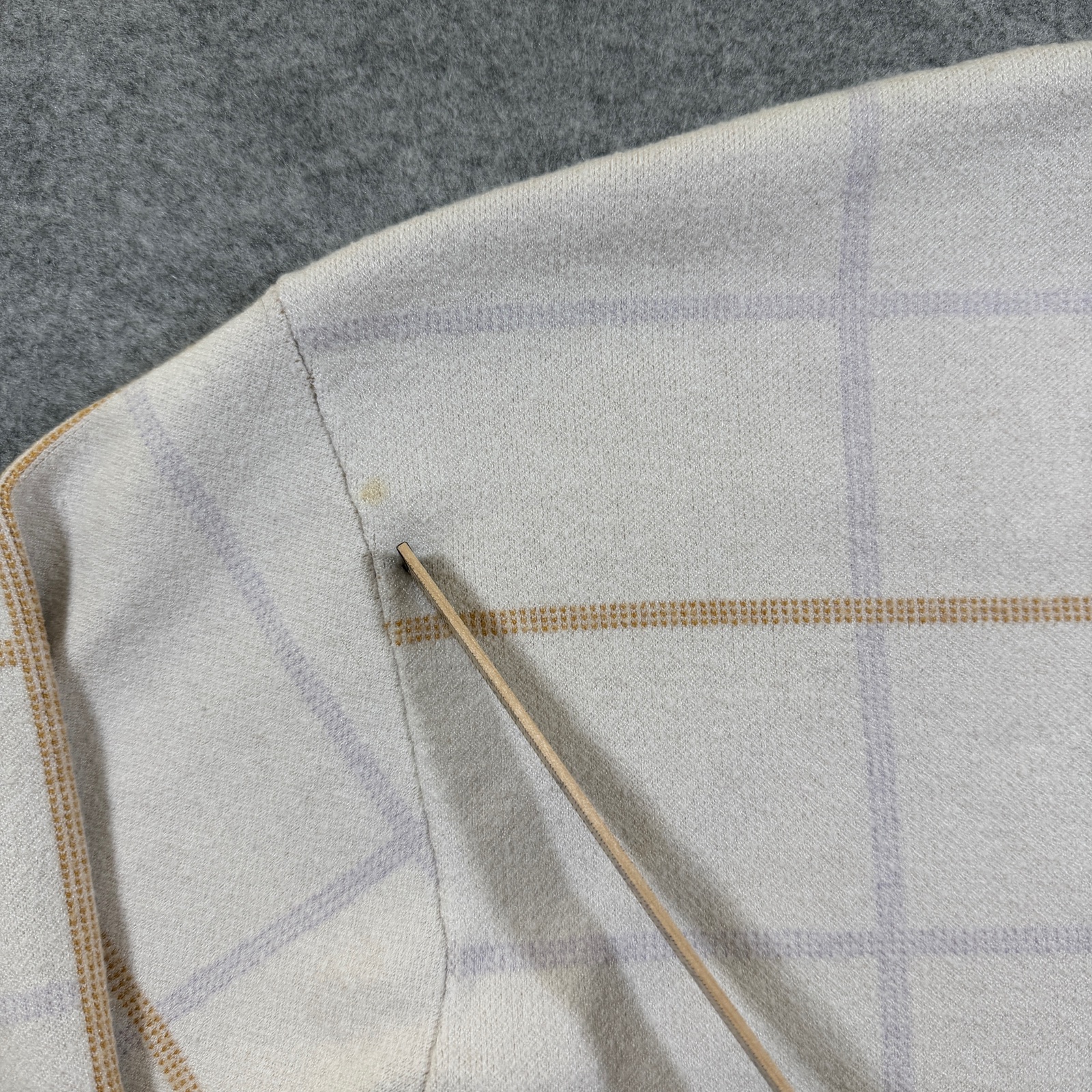 Anthropologie Windowpane Plaid Sweater Womens L Cream Mock Neck Knit Pullover thumbnail 4