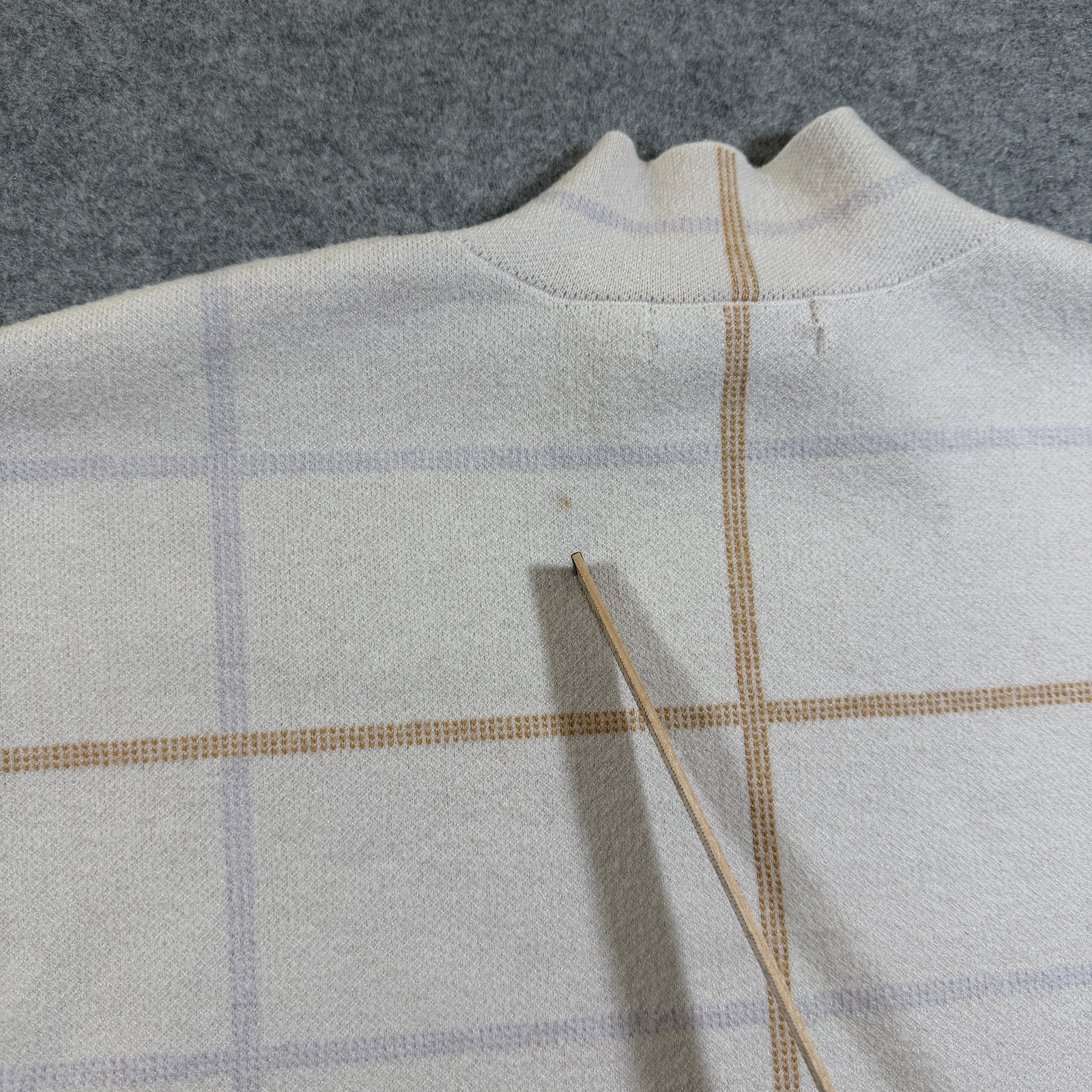 Anthropologie Windowpane Plaid Sweater Womens L Cream Mock Neck Knit Pullover thumbnail 5