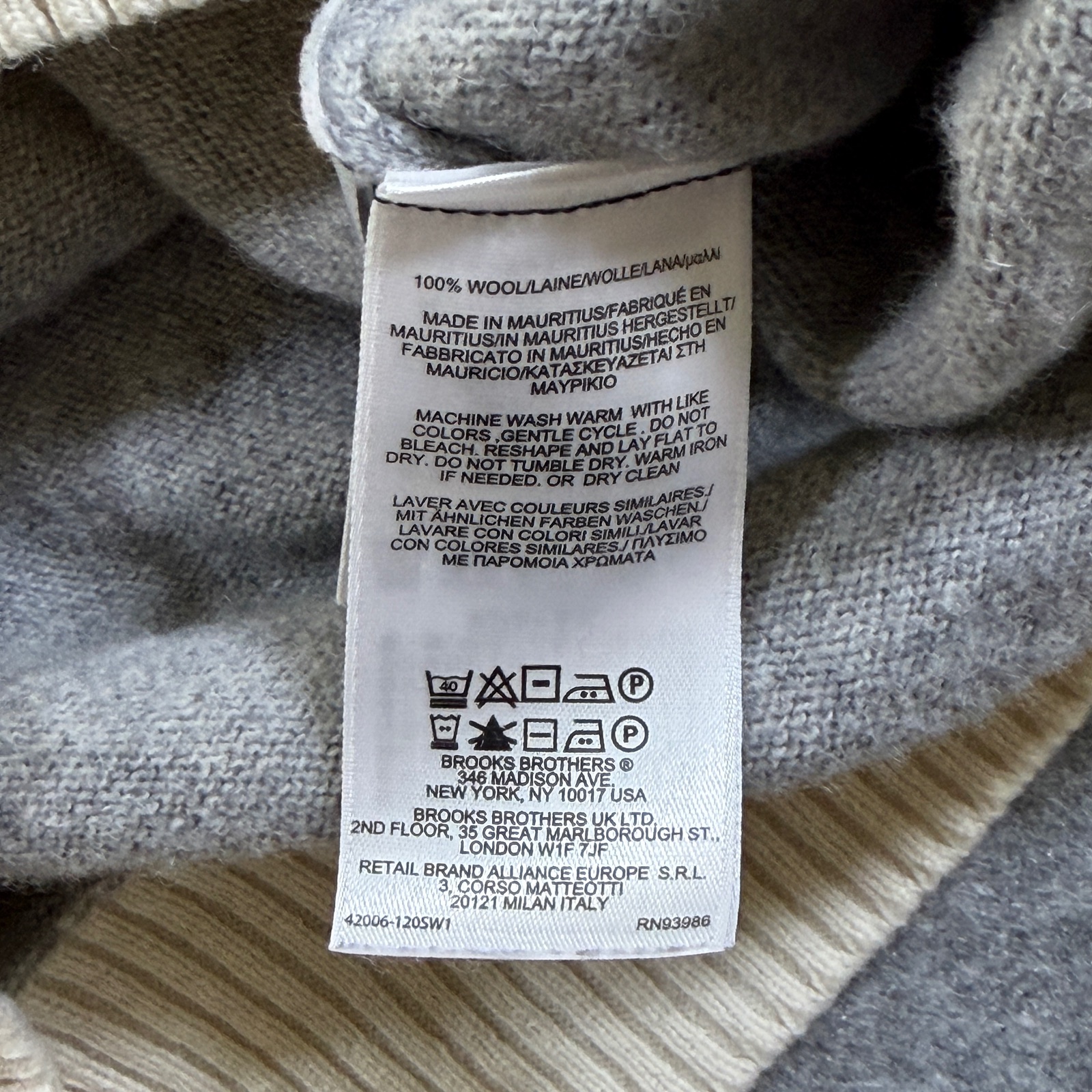 Brooks Brothers 346 100% Wool Sweater Mens M Gray Cream Raglan Crewneck Preppy thumbnail 12