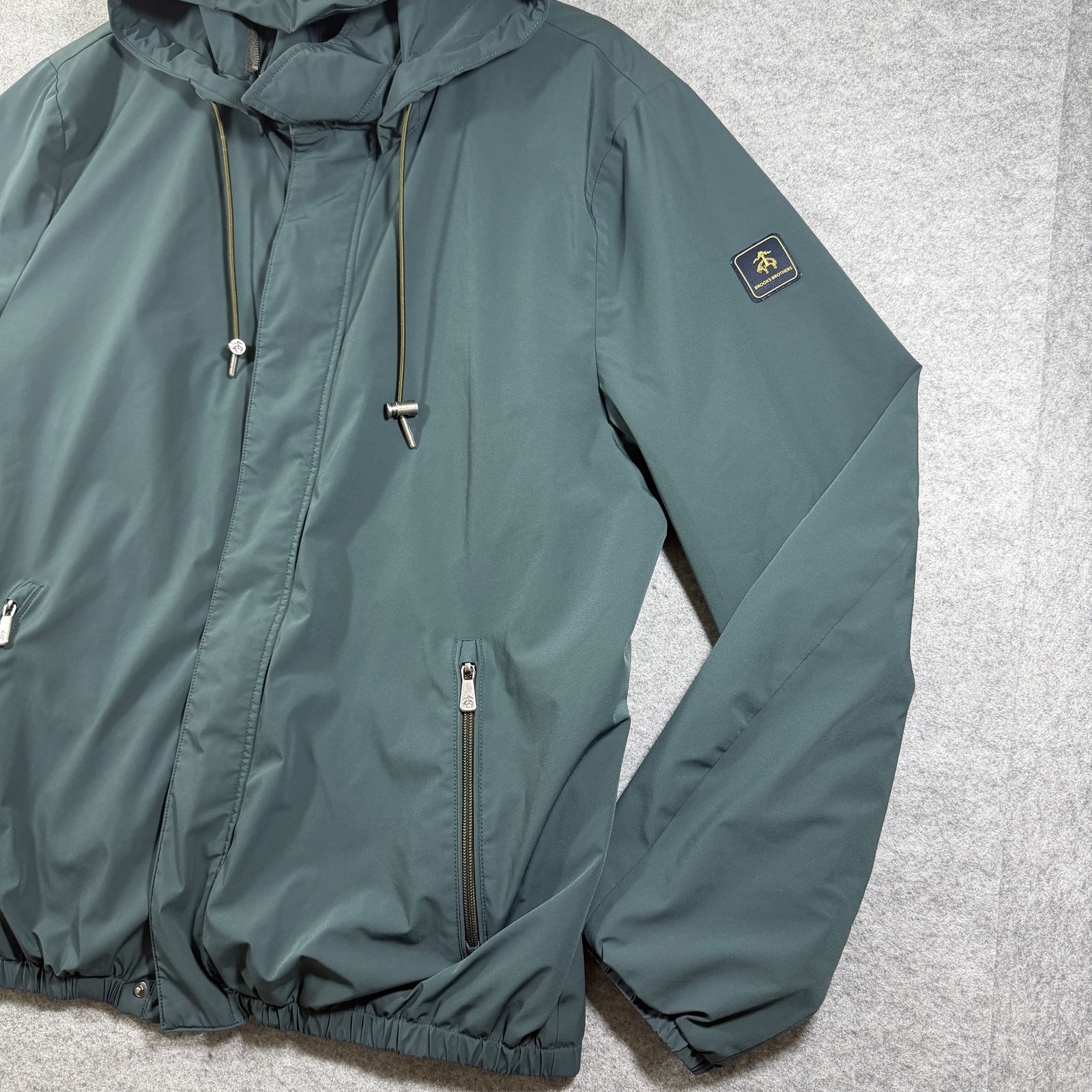 Brooks Brothers Thermore Jacket Mens XL Green Water Resistant Stretch Hooded Zip thumbnail 3