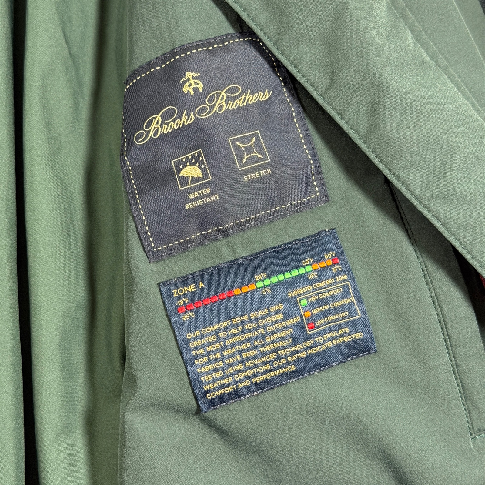 Brooks Brothers Thermore Jacket Mens XL Green Water Resistant Stretch Hooded Zip thumbnail 4