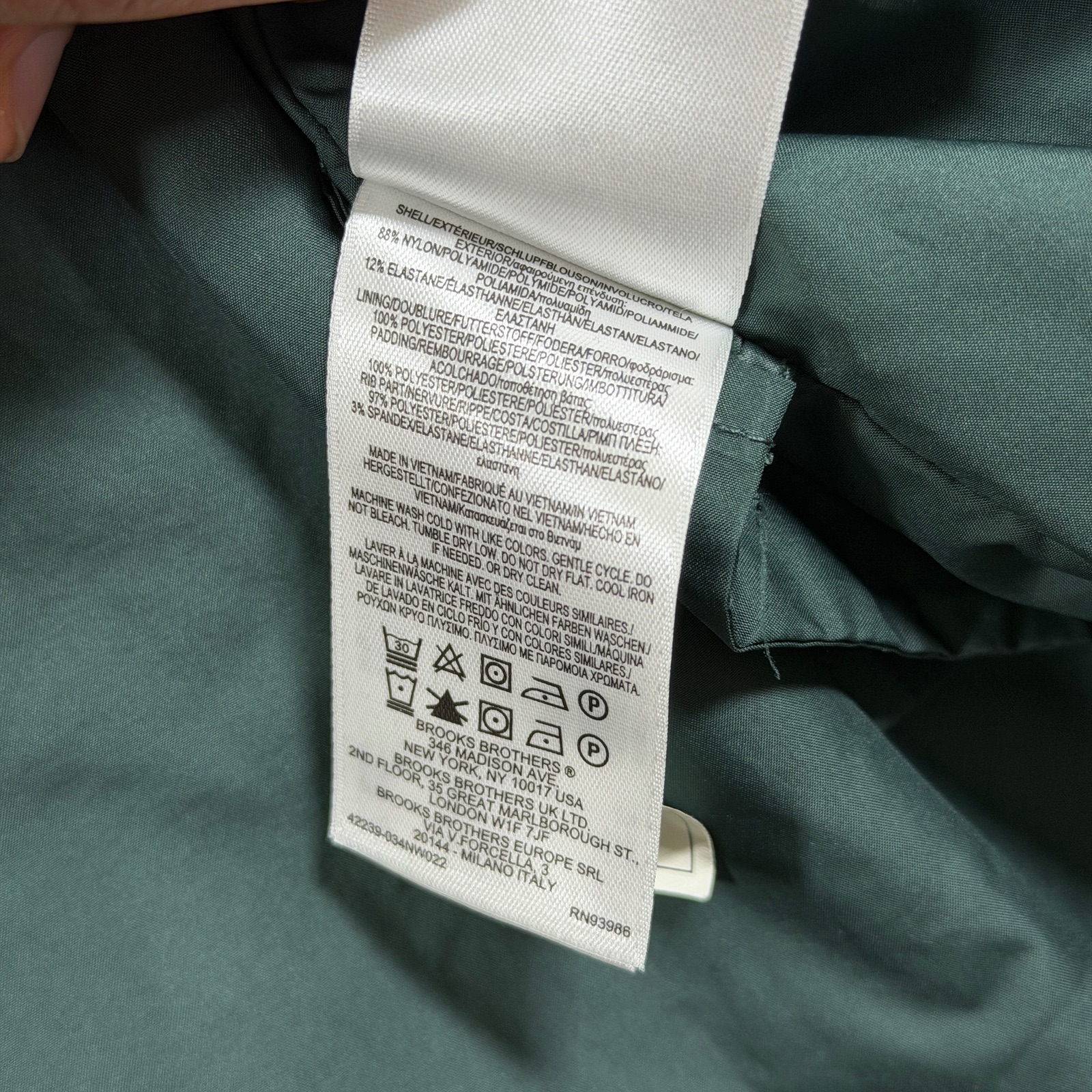 Brooks Brothers Thermore Jacket Mens XL Green Water Resistant Stretch Hooded Zip thumbnail 15