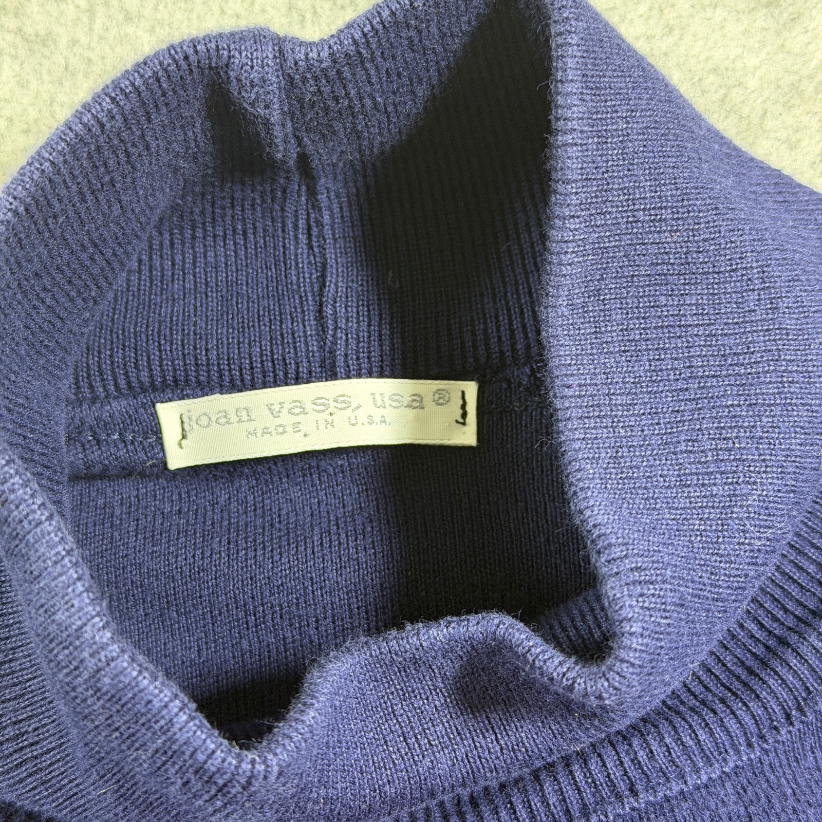 Vintage Joan Vass Sweater Dress Womens 2 Navy Black Colorblock Mock Neck Made US thumbnail 4