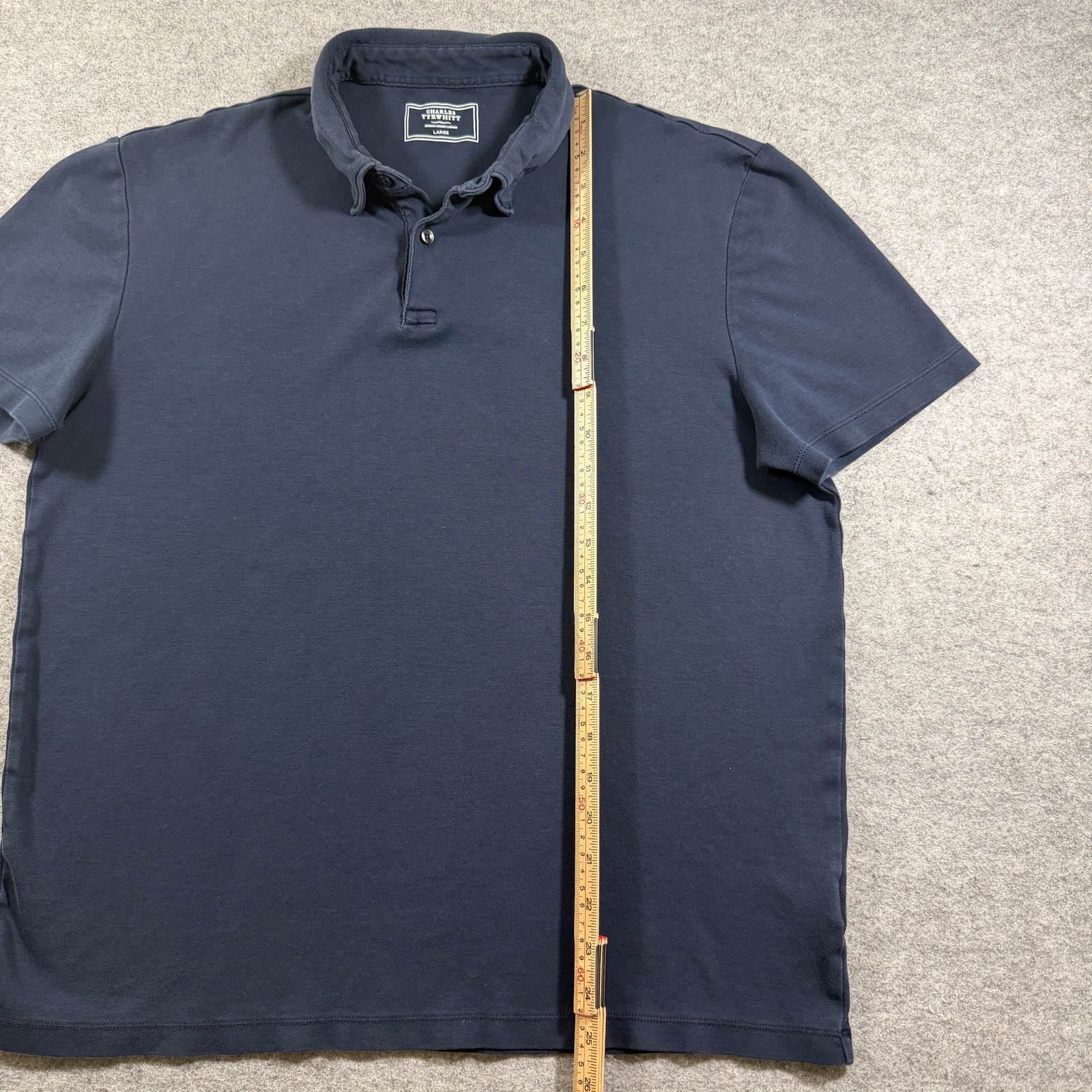 Charles Tyrwhitt Polo Shirt Mens L Navy Soft Cotton Button Collar Preppy Golf thumbnail 7