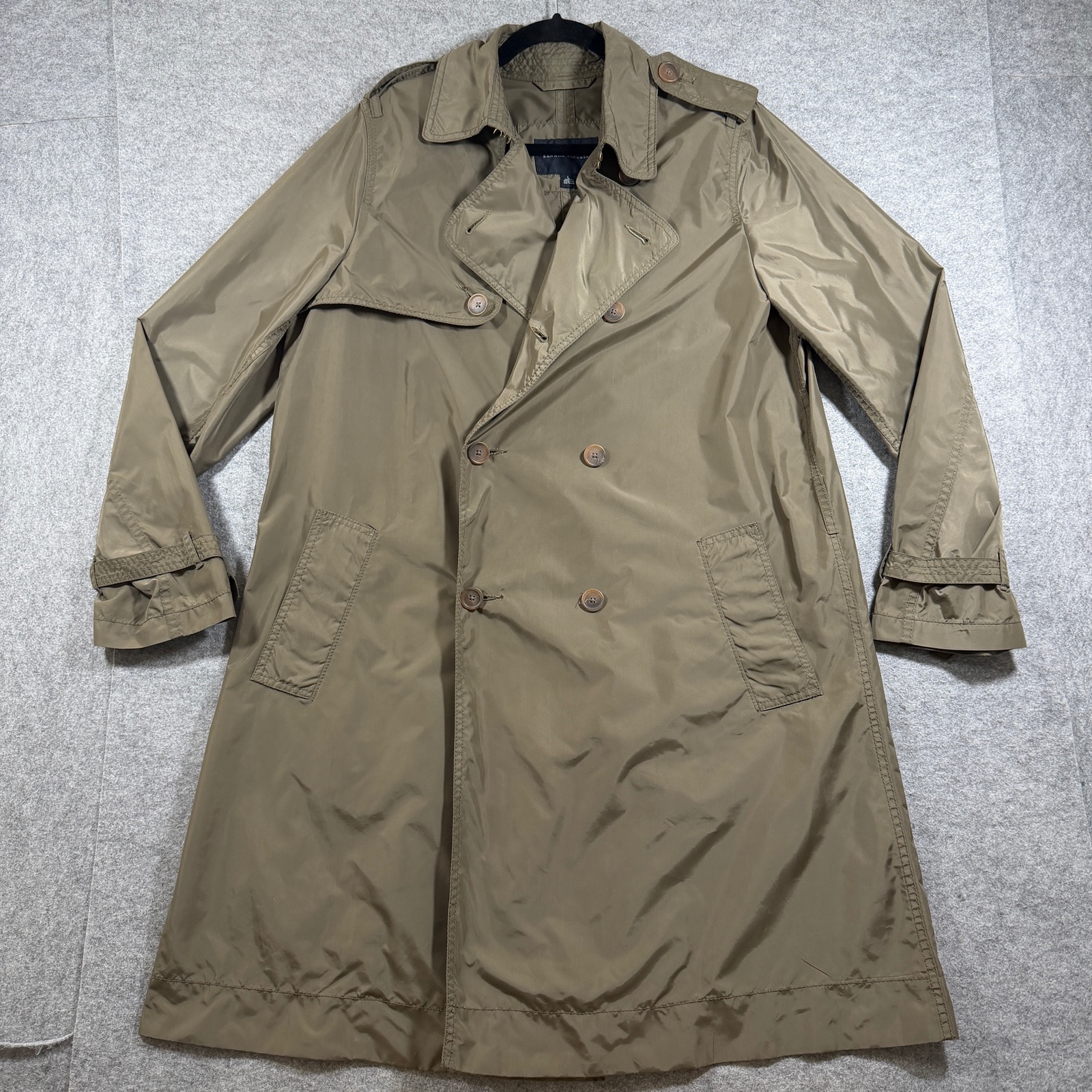 Banana Republic Trench Coat Mens L Olive Double Breasted Belted Preppy Lightweig