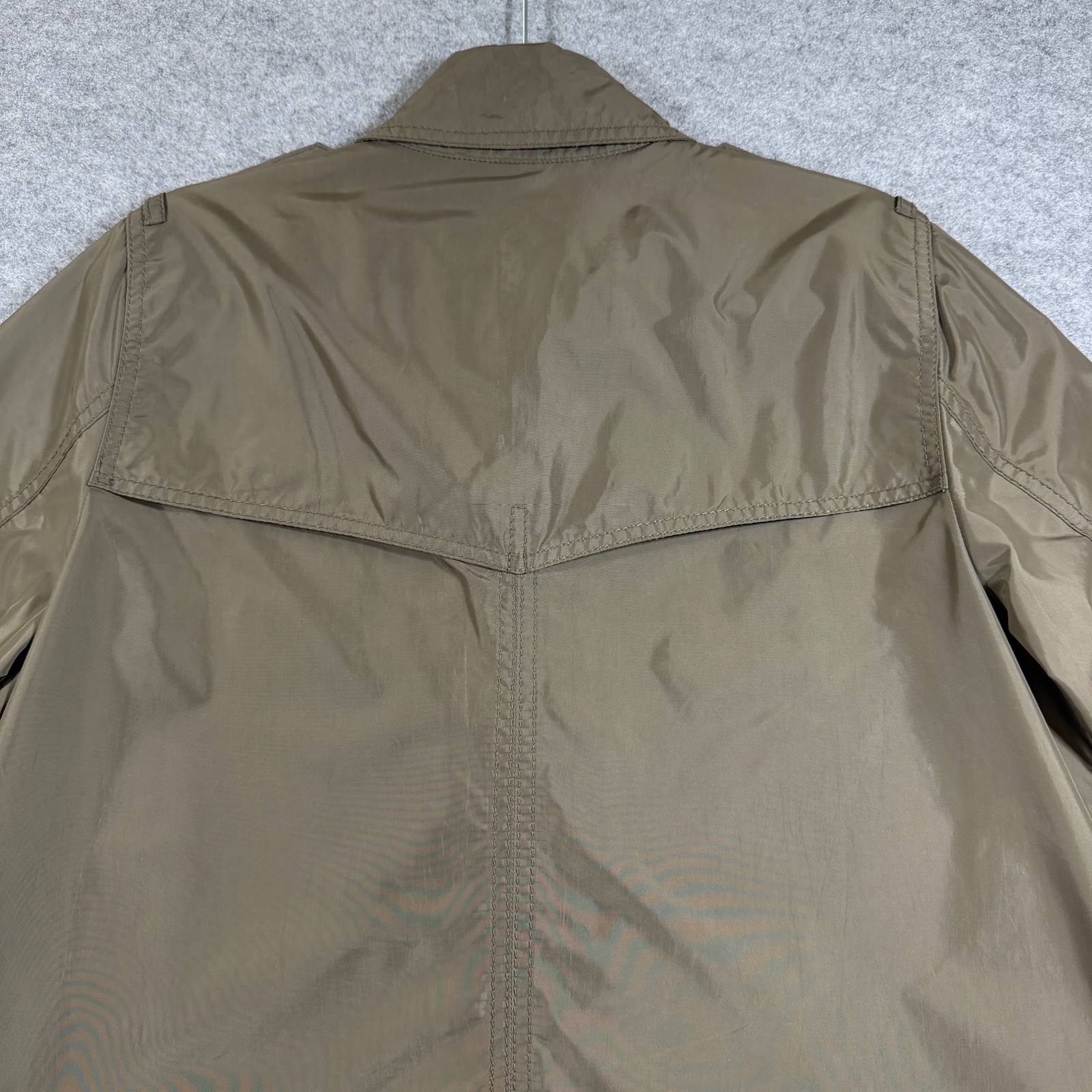 Banana Republic Trench Coat Mens L Olive Double Breasted Belted Preppy Lightweig thumbnail 8