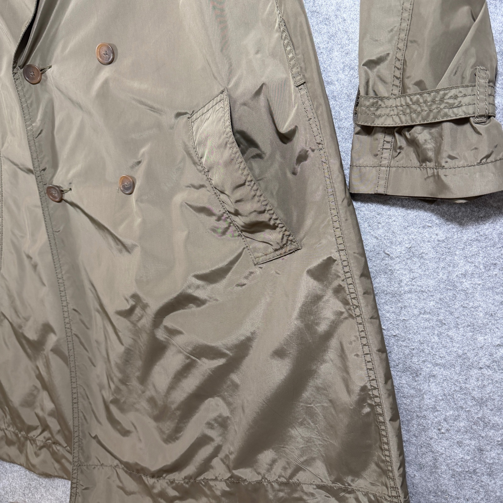 Banana Republic Trench Coat Mens L Olive Double Breasted Belted Preppy Lightweig thumbnail 9