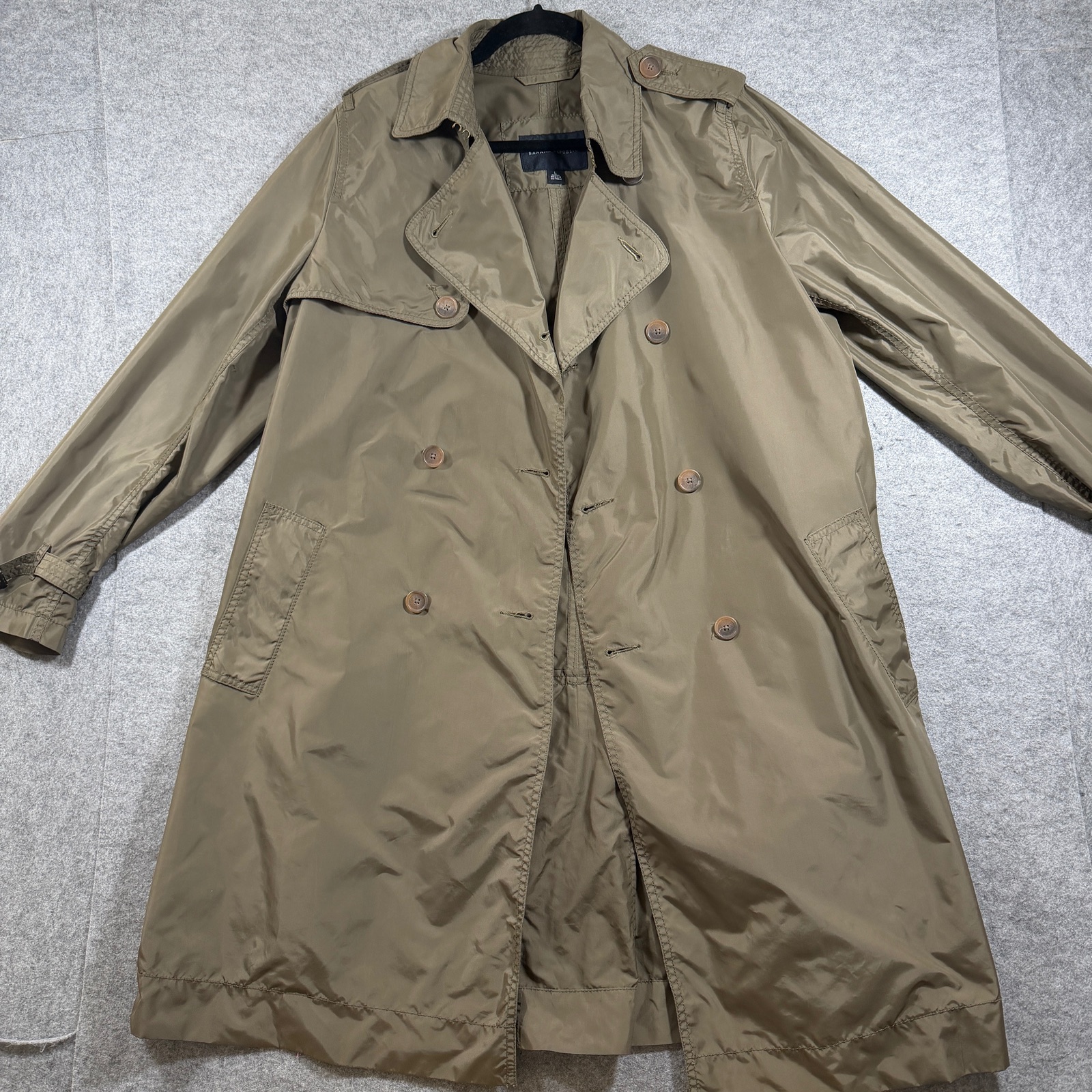 Banana Republic Trench Coat Mens L Olive Double Breasted Belted Preppy Lightweig thumbnail 10