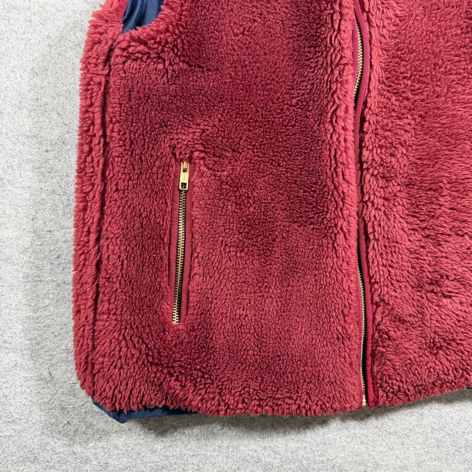 J.Crew Sherpa Fleece Vest Womens S Burgundy Full Zip Zip Pockets Preppy Outdoor thumbnail 4