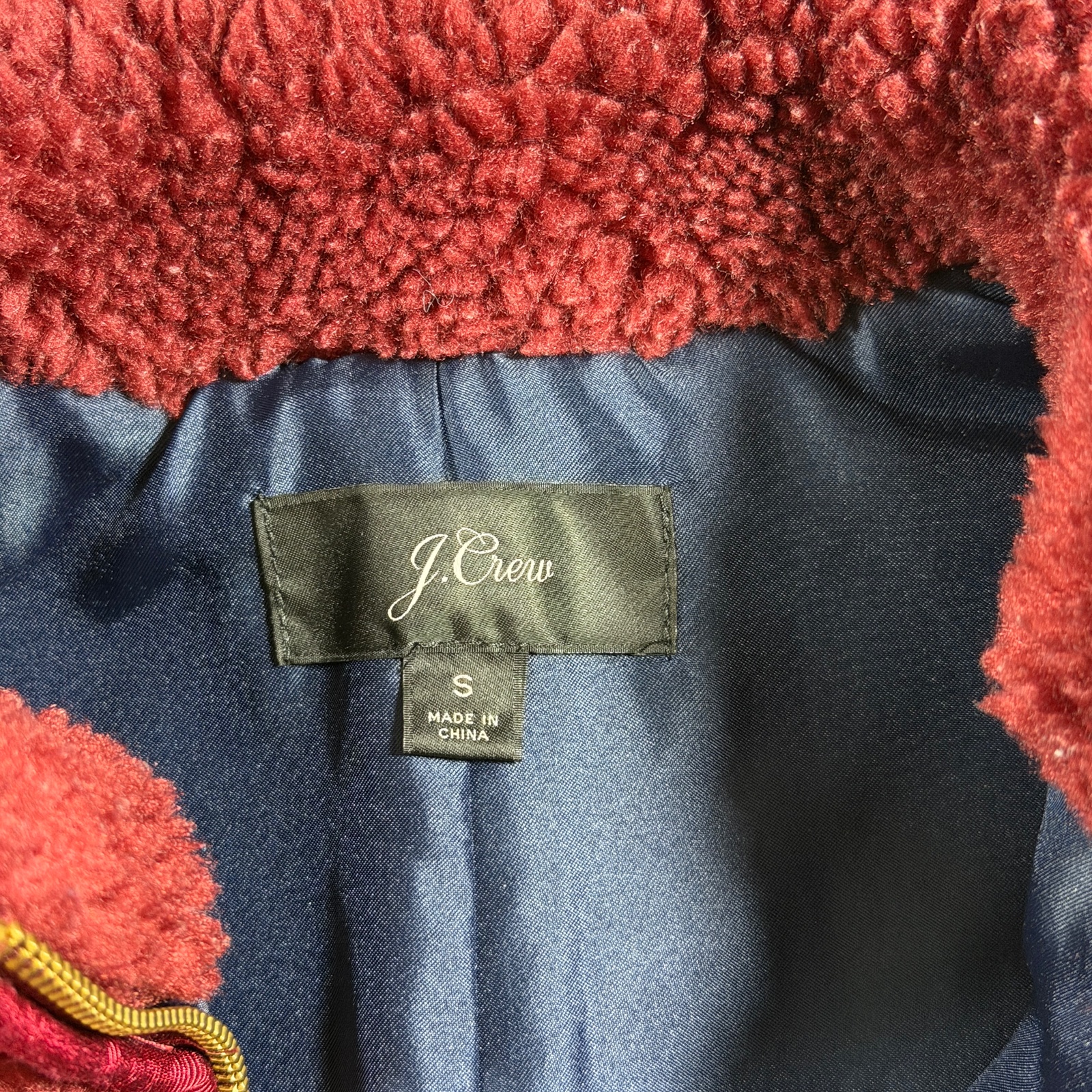 J.Crew Sherpa Fleece Vest Womens S Burgundy Full Zip Zip Pockets Preppy Outdoor thumbnail 5