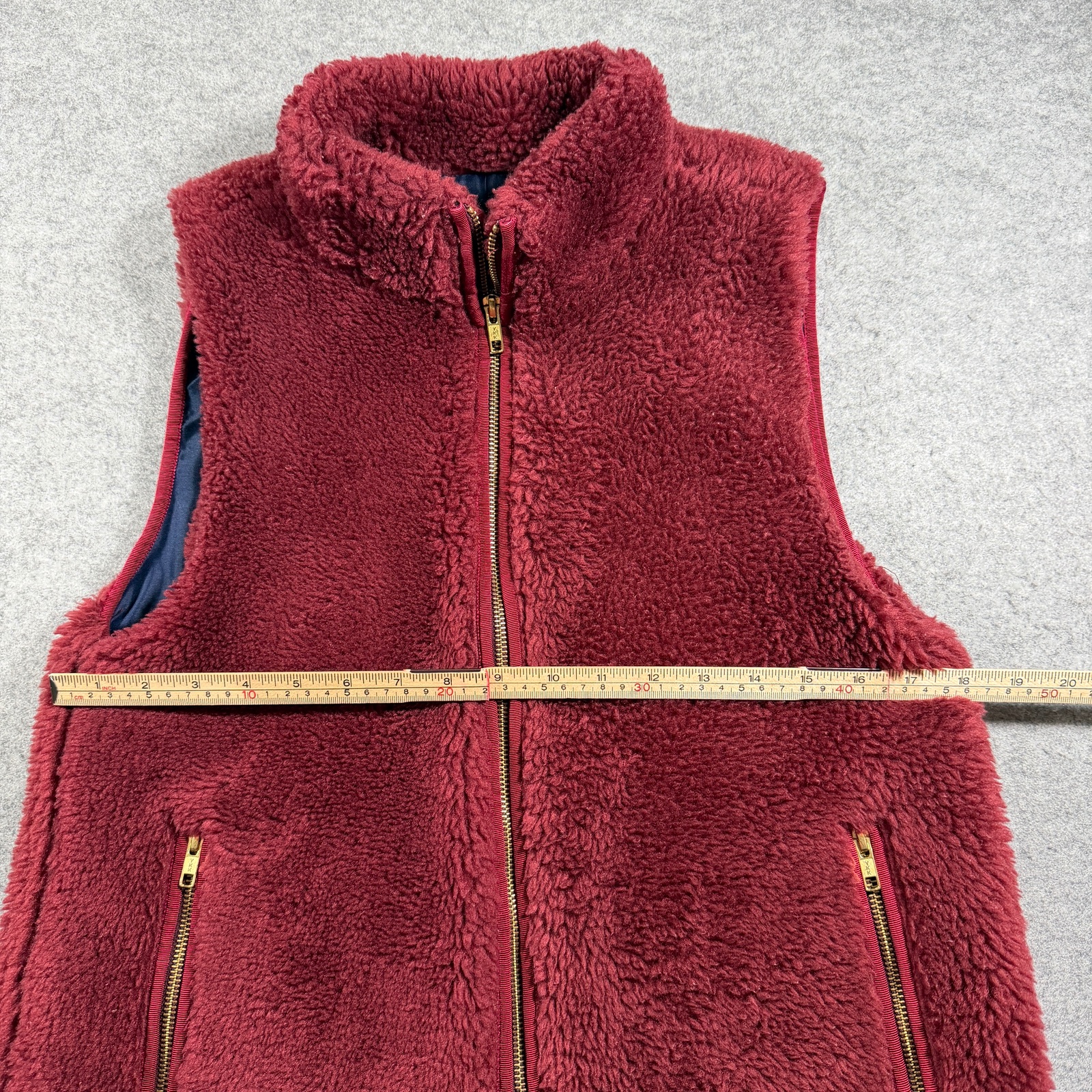 J.Crew Sherpa Fleece Vest Womens S Burgundy Full Zip Zip Pockets Preppy Outdoor thumbnail 6