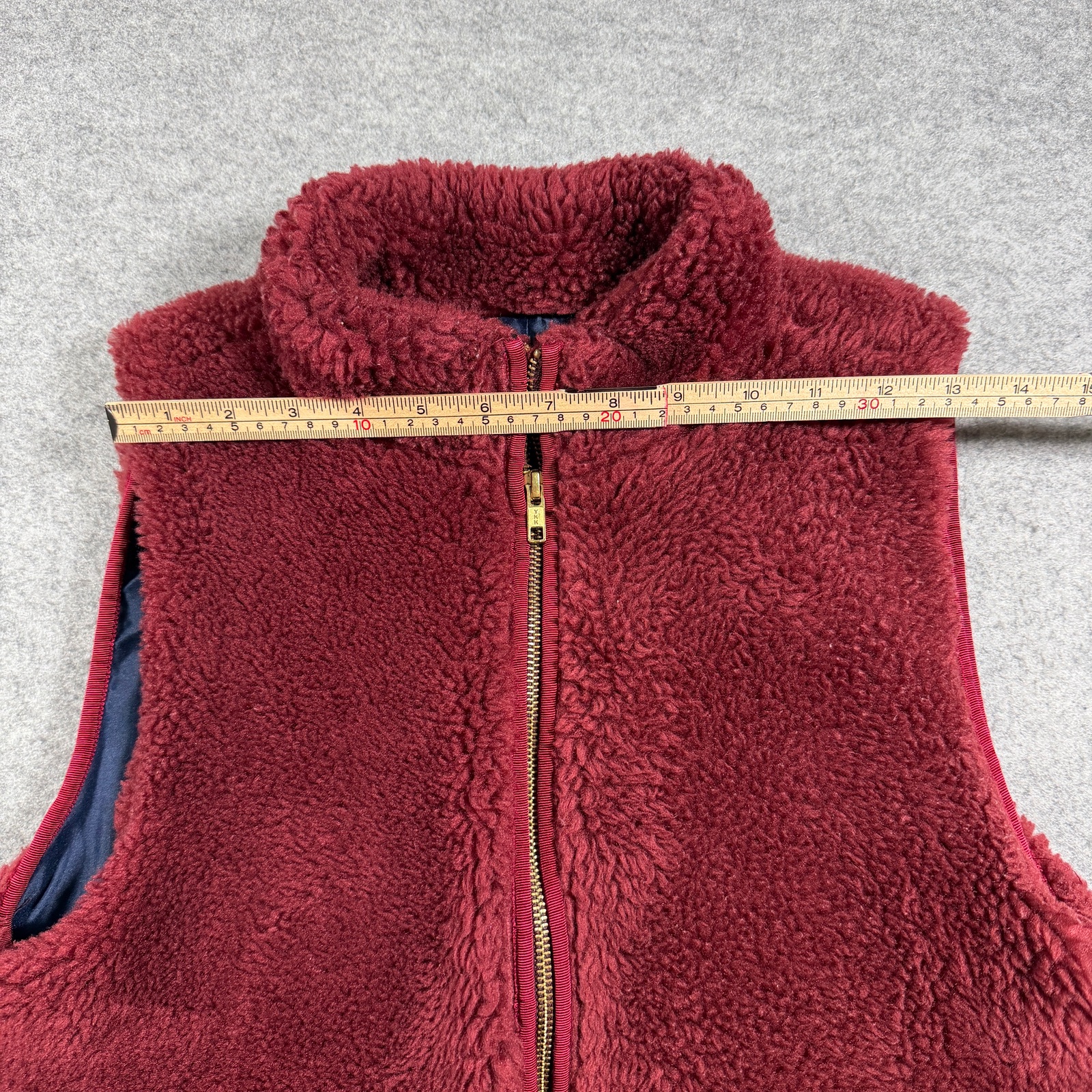 J.Crew Sherpa Fleece Vest Womens S Burgundy Full Zip Zip Pockets Preppy Outdoor thumbnail 7
