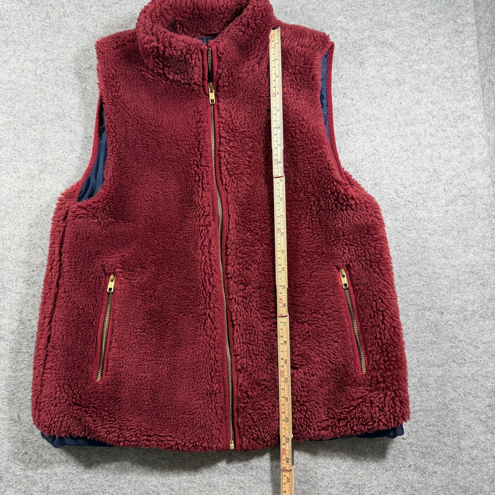 J.Crew Sherpa Fleece Vest Womens S Burgundy Full Zip Zip Pockets Preppy Outdoor thumbnail 8