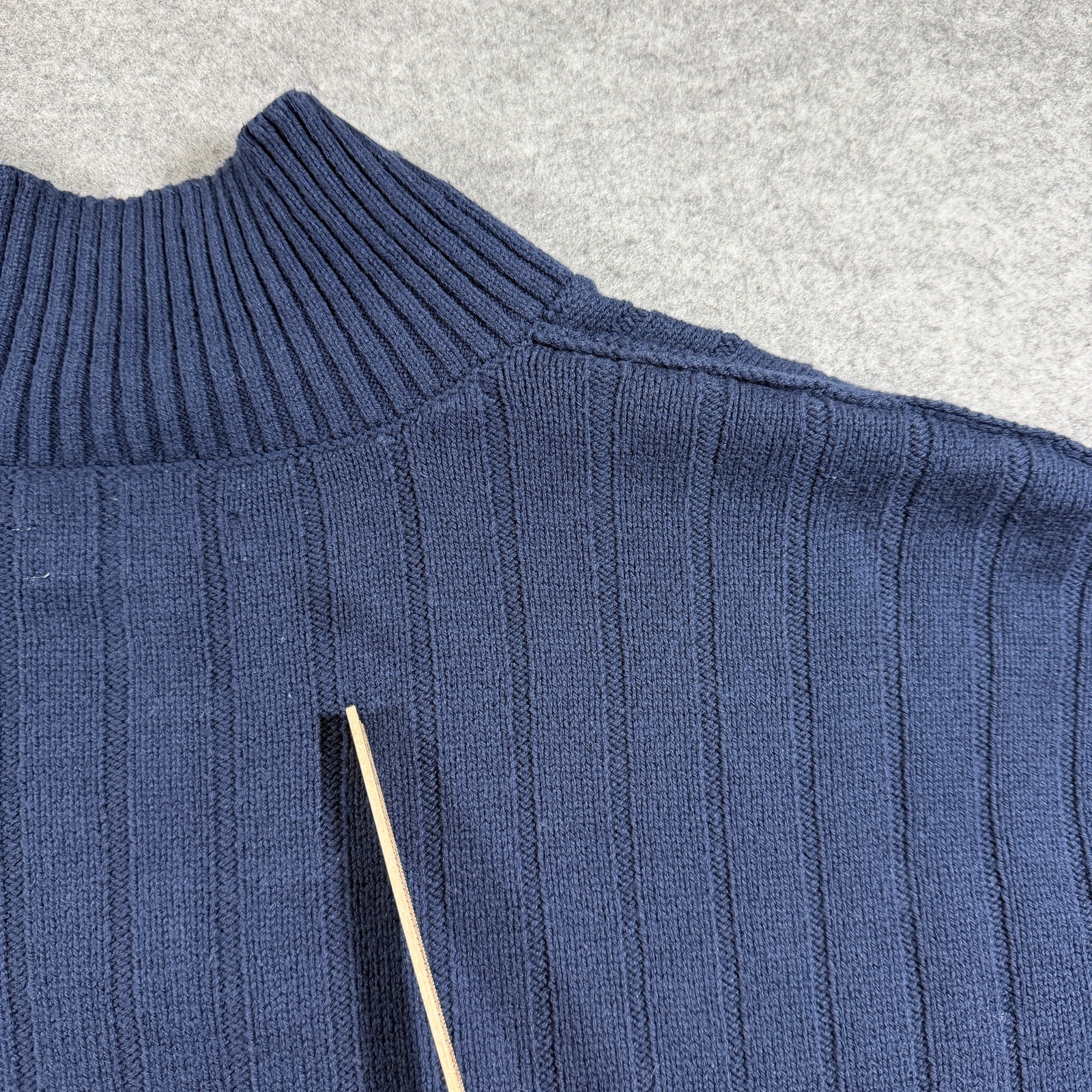 Lucky Brand Sweater Womens S Navy Cropped Boxy Johnny Collar Ribbed Knit thumbnail 5