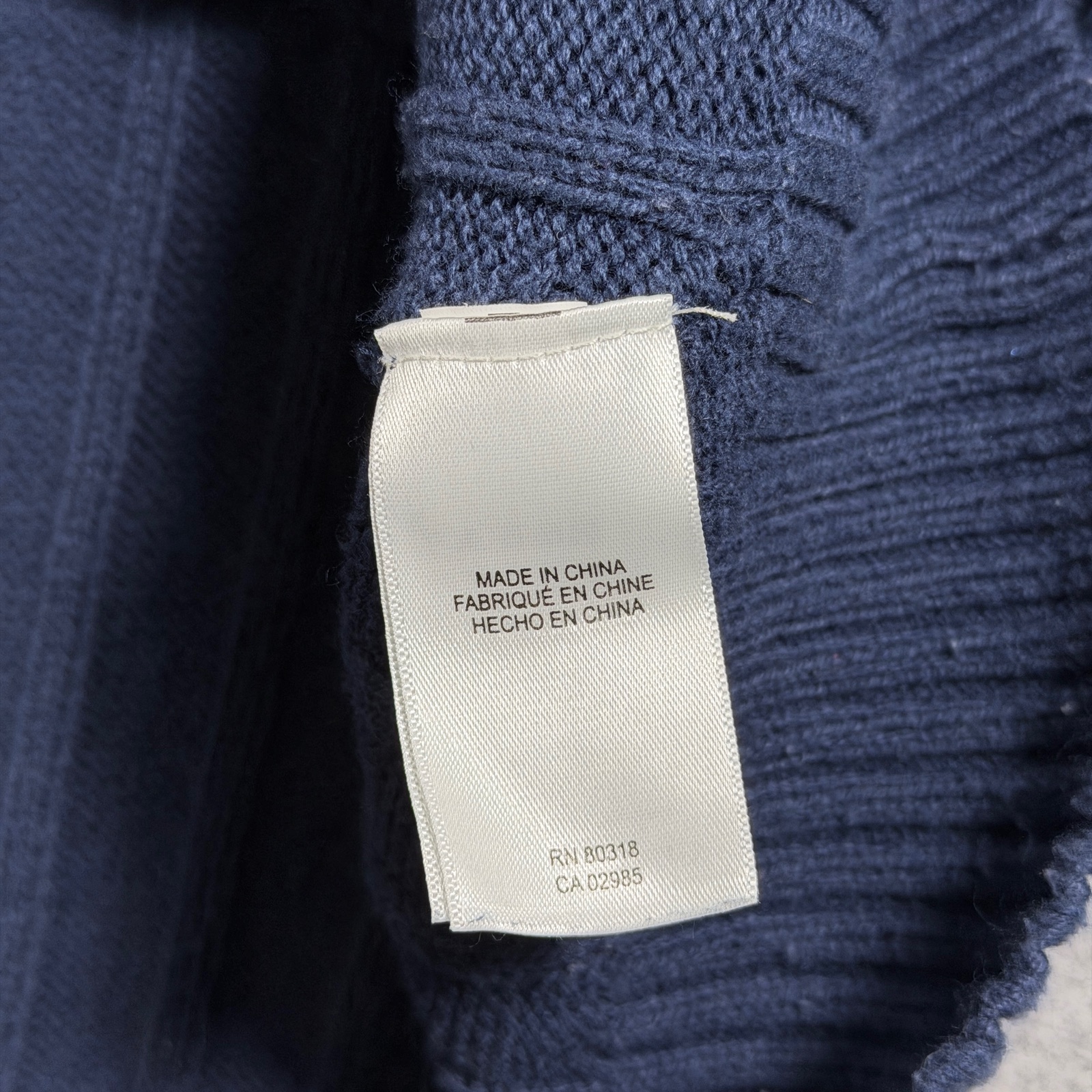 Lucky Brand Sweater Womens S Navy Cropped Boxy Johnny Collar Ribbed Knit thumbnail 12