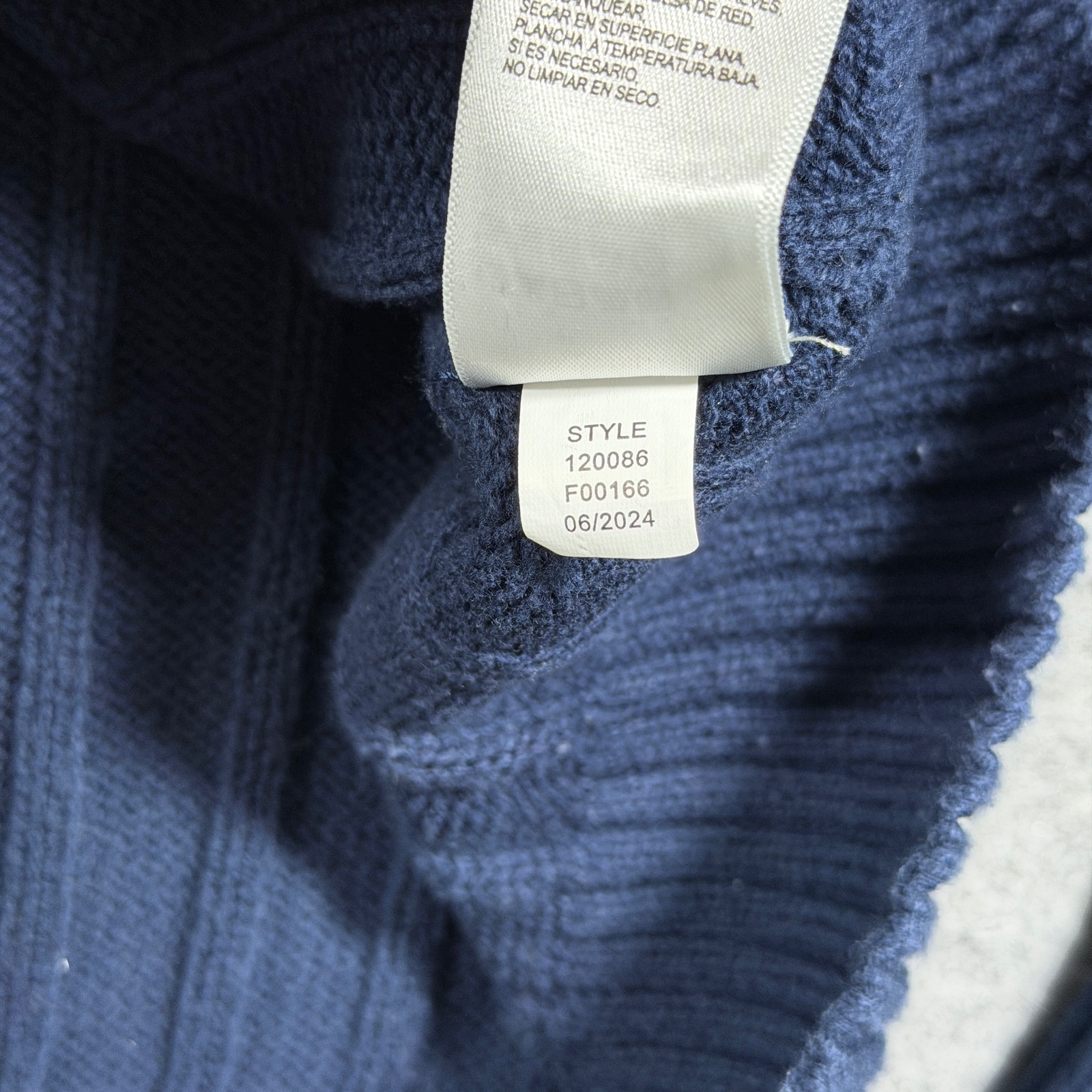 Lucky Brand Sweater Womens S Navy Cropped Boxy Johnny Collar Ribbed Knit thumbnail 13