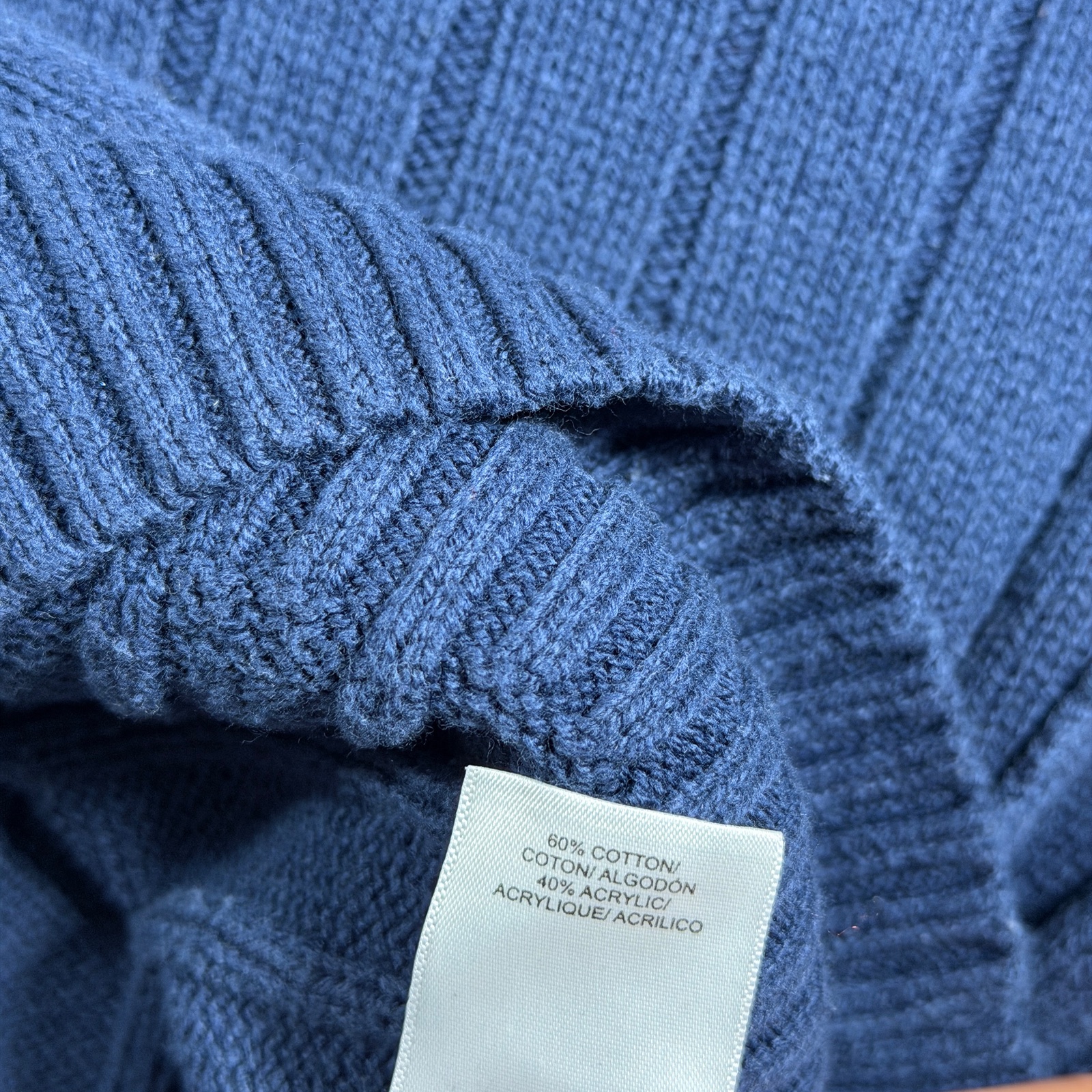 Lucky Brand Sweater Womens S Navy Cropped Boxy Johnny Collar Ribbed Knit thumbnail 14