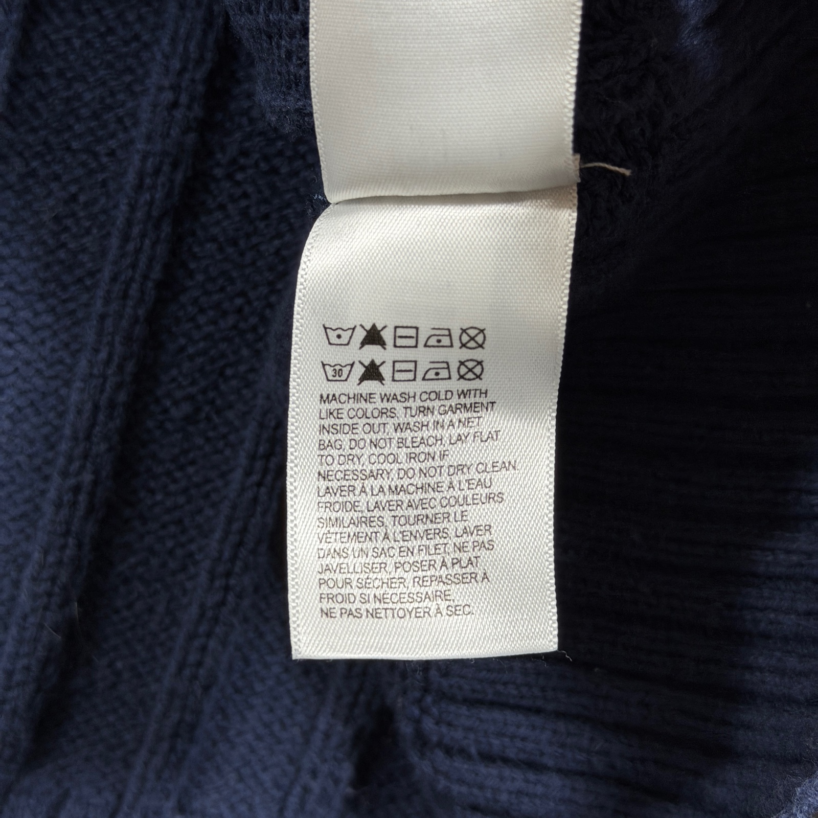 Lucky Brand Sweater Womens S Navy Cropped Boxy Johnny Collar Ribbed Knit thumbnail 15