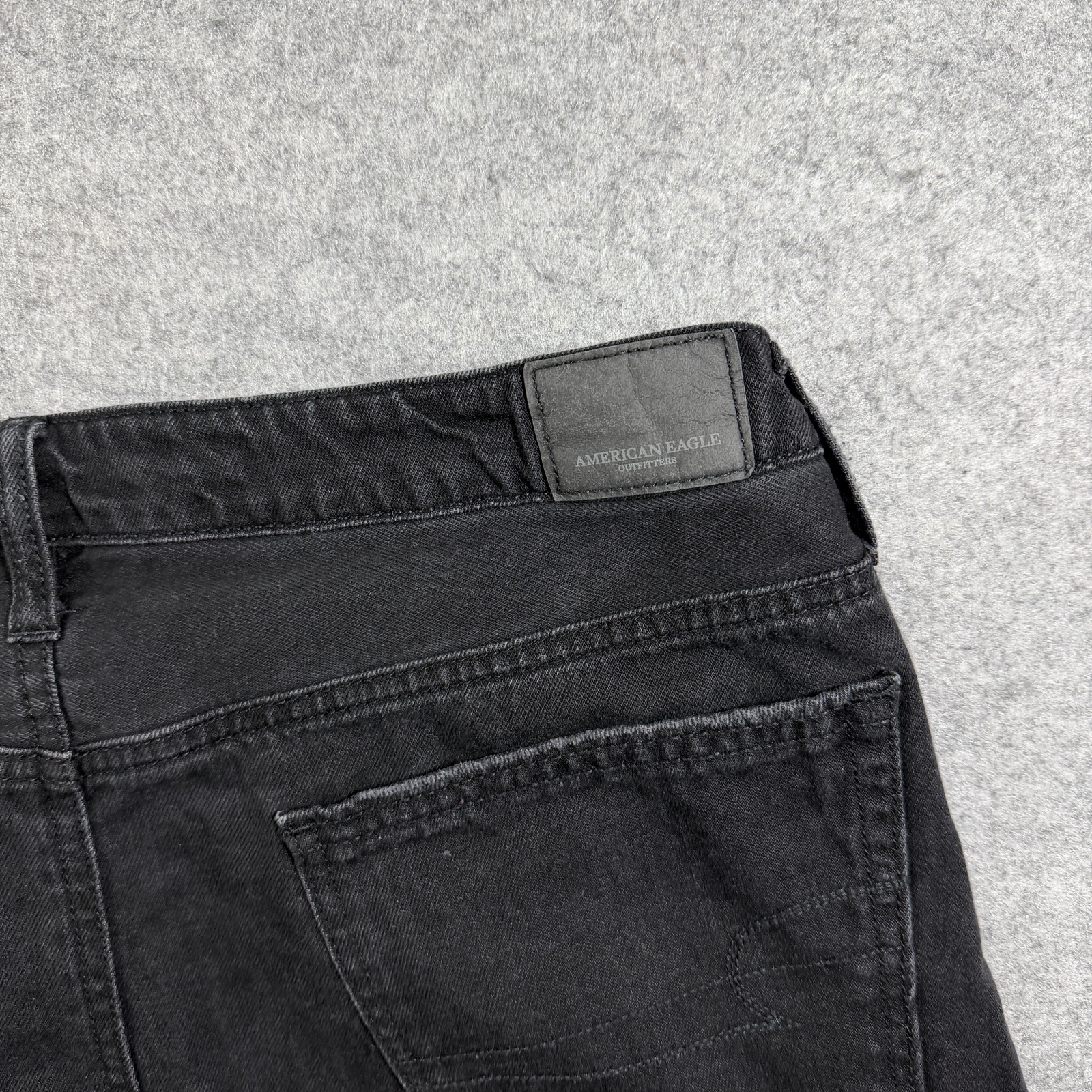 American Eagle Denim Mini Skirt Womens 12 Black Frayed Raw Hem Five Pocket thumbnail 3