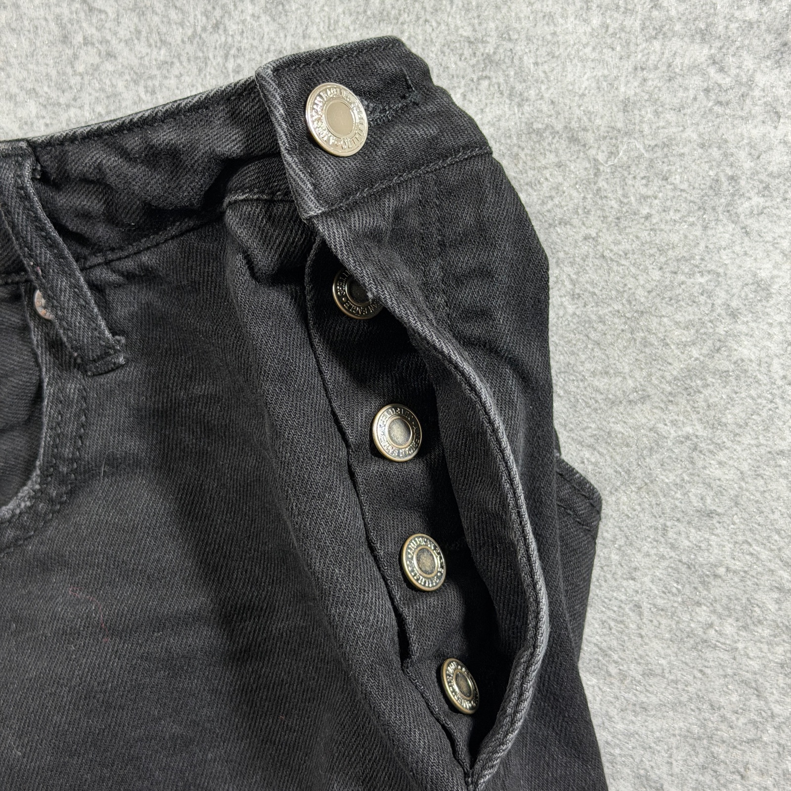 American Eagle Denim Mini Skirt Womens 12 Black Frayed Raw Hem Five Pocket thumbnail 5