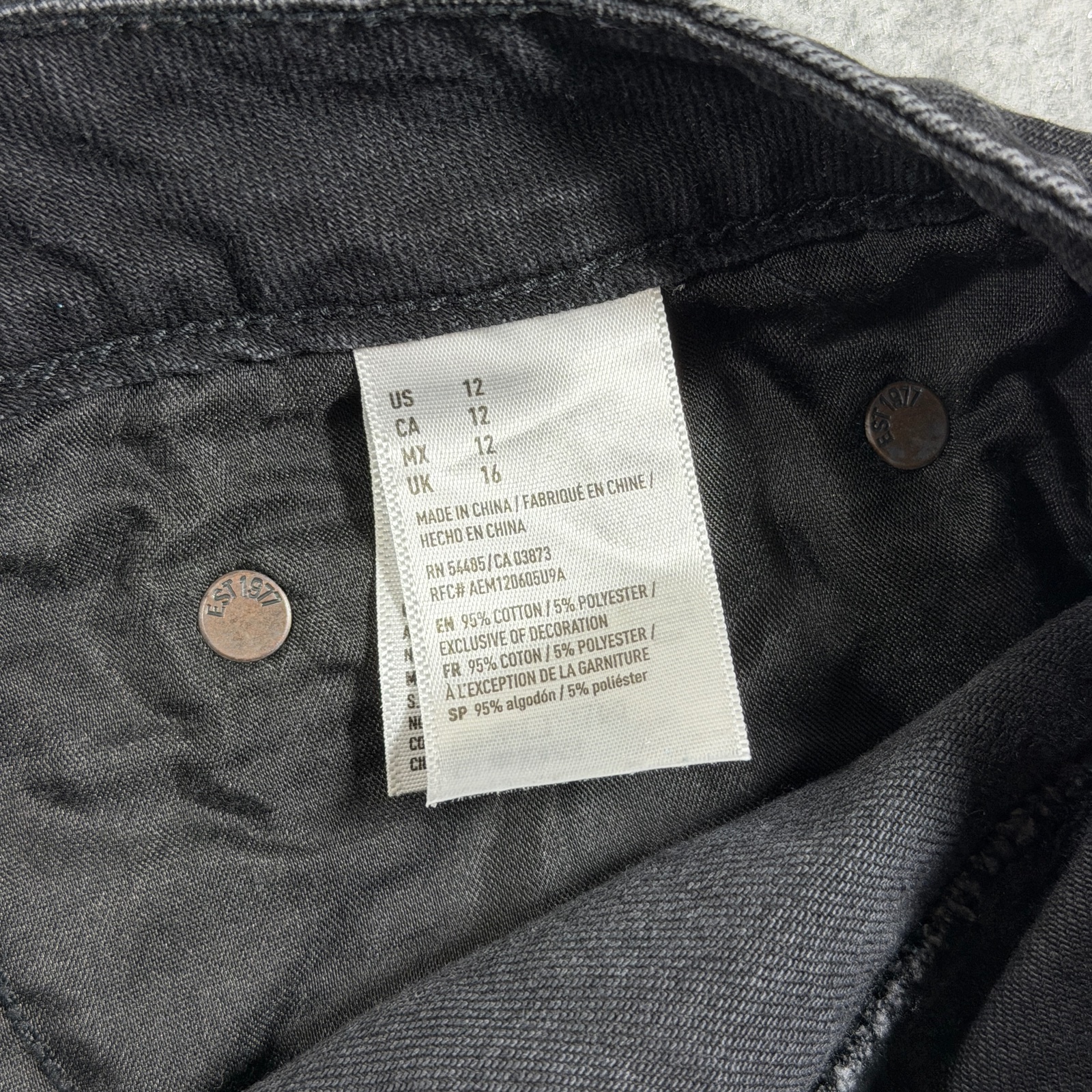 American Eagle Denim Mini Skirt Womens 12 Black Frayed Raw Hem Five Pocket thumbnail 6