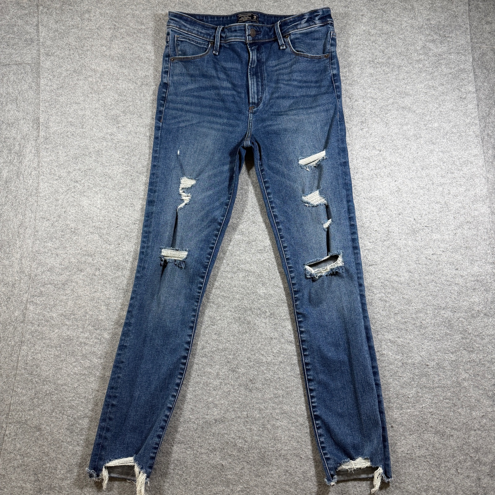 Abercrombie & Fitch Simone Jeans Womens 28 Blue Wash High Rise Ankle Distressed