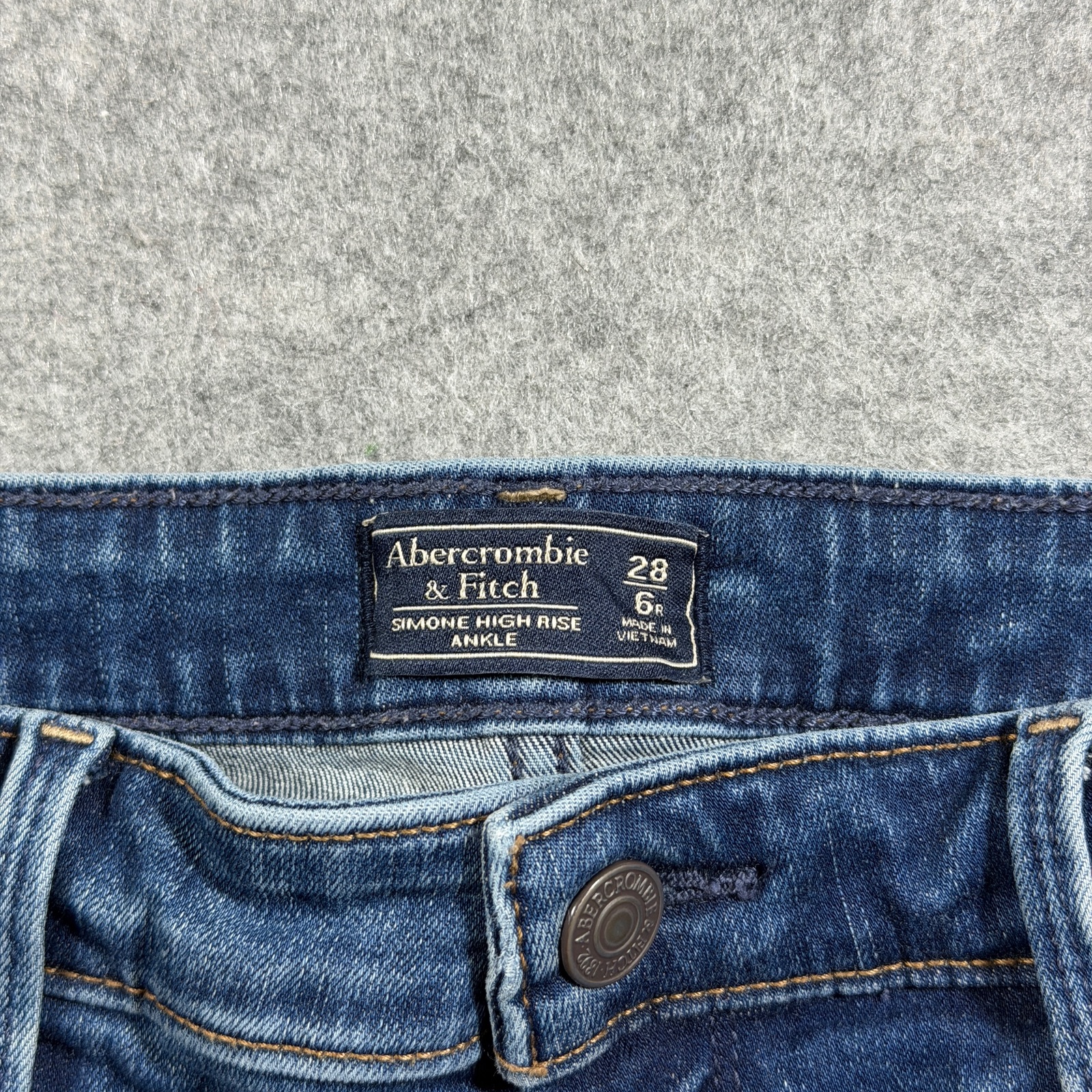 Abercrombie & Fitch Simone Jeans Womens 28 Blue Wash High Rise Ankle Distressed thumbnail 3
