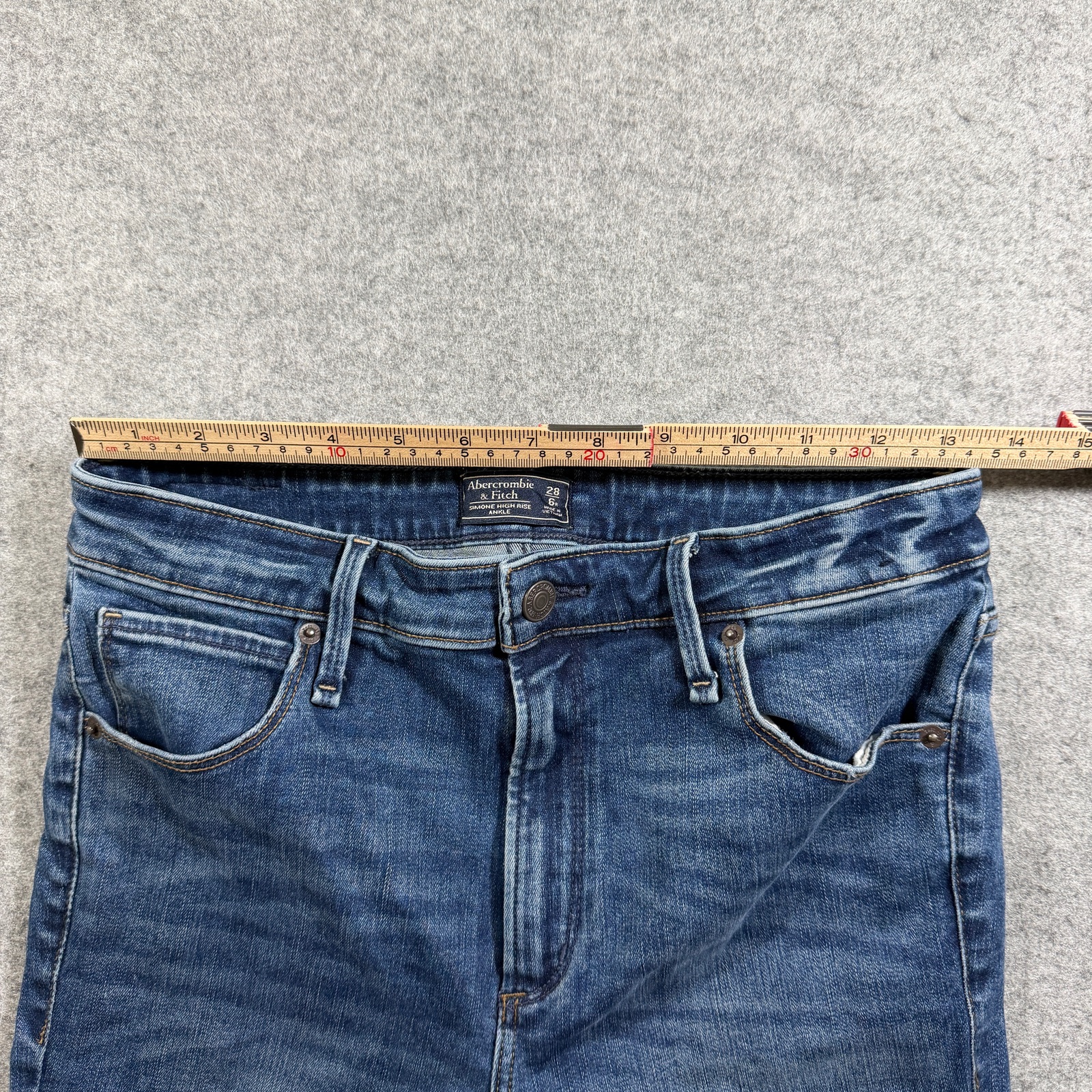 Abercrombie & Fitch Simone Jeans Womens 28 Blue Wash High Rise Ankle Distressed thumbnail 5