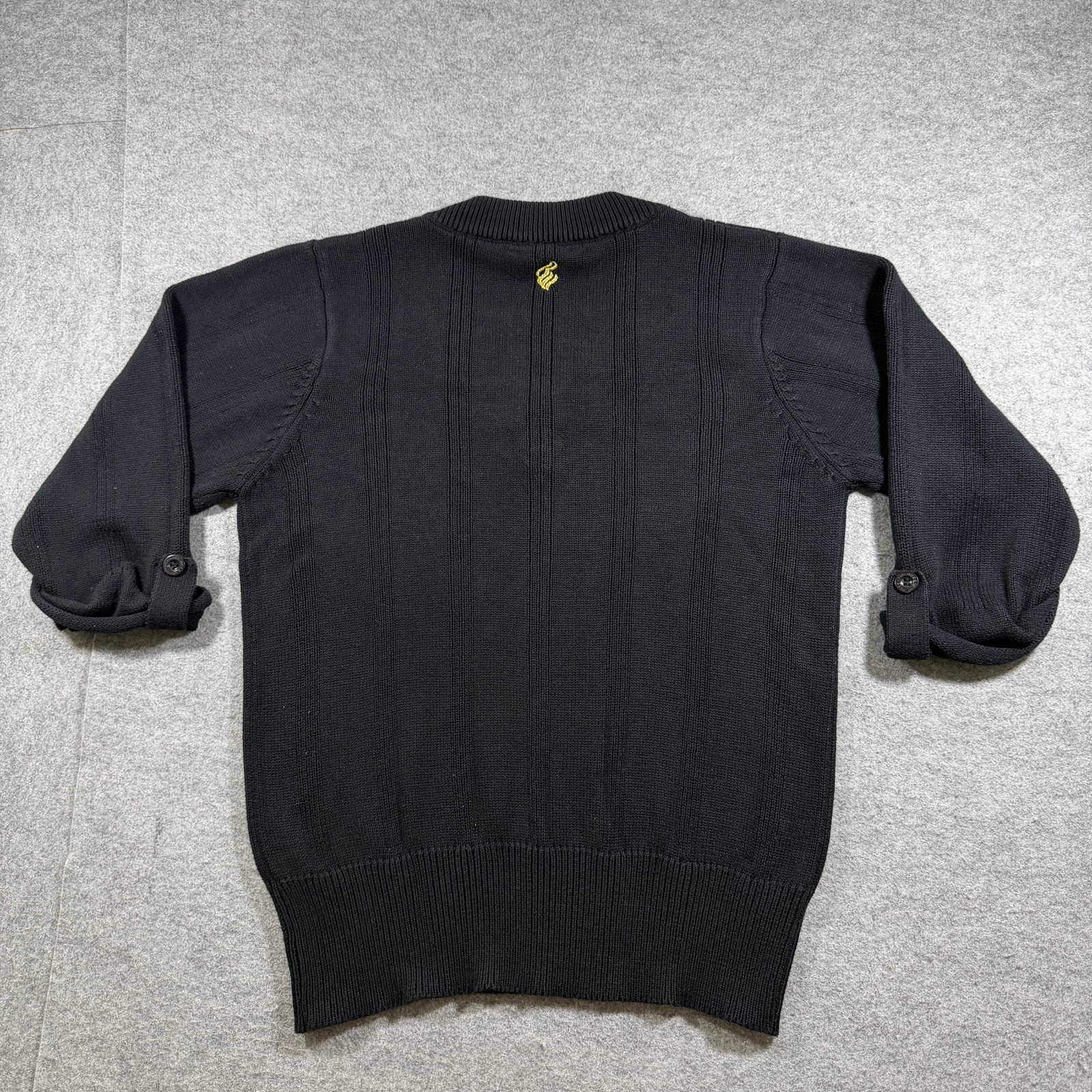 Rocawear Sweater Mens XL Black V-Neck Button Cuff Gold R Logo Y2K Streetwear thumbnail 2