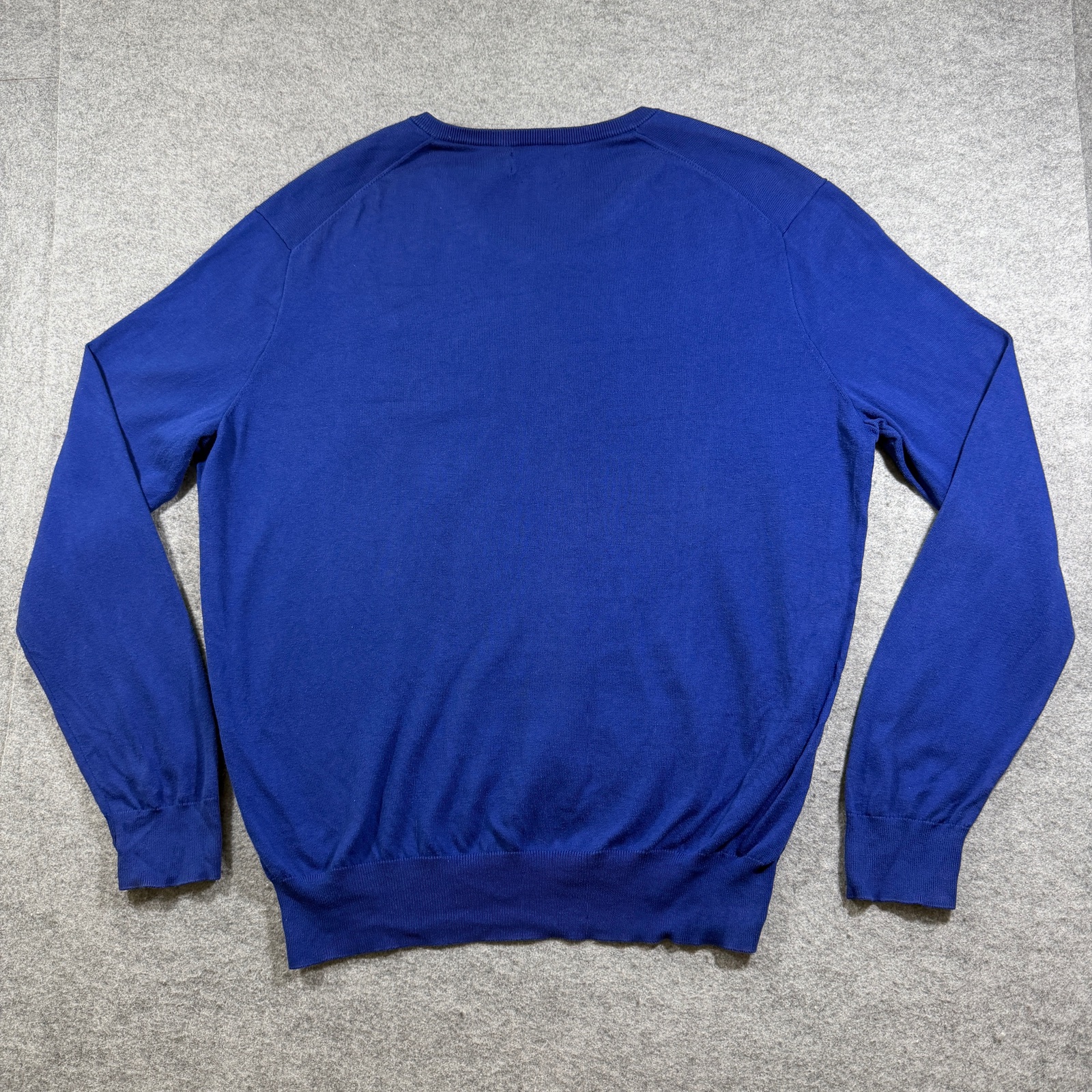 Polo Ralph Lauren Sweater Mens L Blue Pima Cotton V-Neck Pony Preppy Fall thumbnail 2