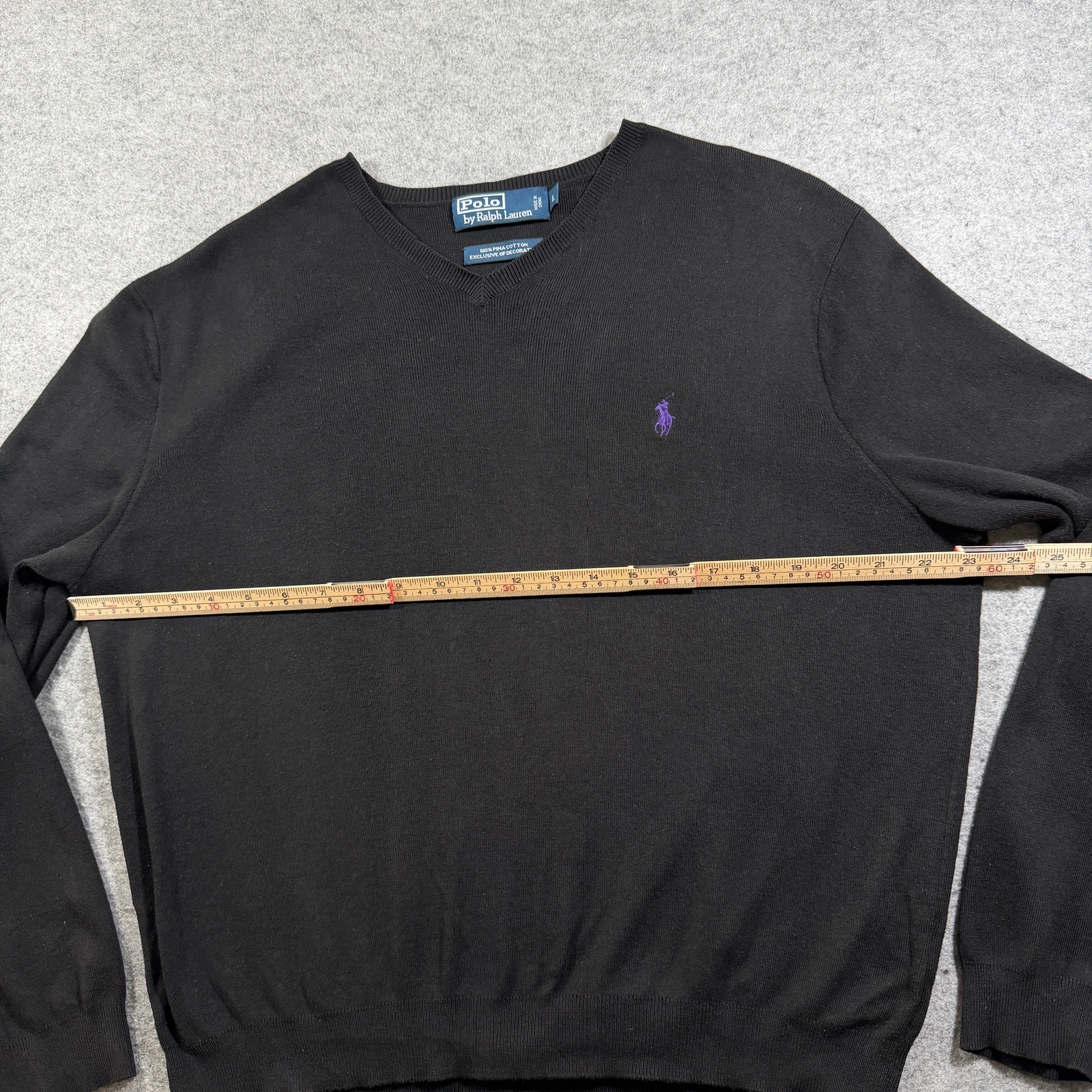Vintage Polo Ralph Lauren Pima Cotton Sweater Mens L Black V-Neck Preppy Knit thumbnail 6