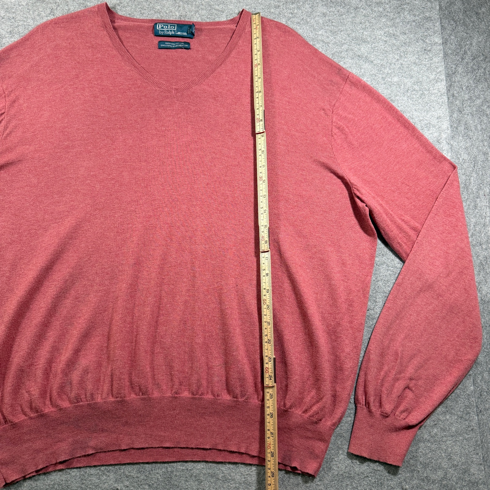 Vintage Polo Ralph Lauren Pima Cotton Sweater Mens XL Nantucket Red V-Neck Prep thumbnail 4
