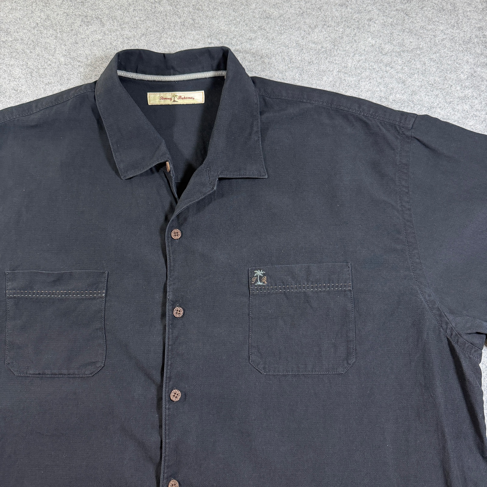 Vintage 90s Tommy Bahama Silk Camp Shirt Mens XXL Black SS Button Up Preppy  thumbnail 5
