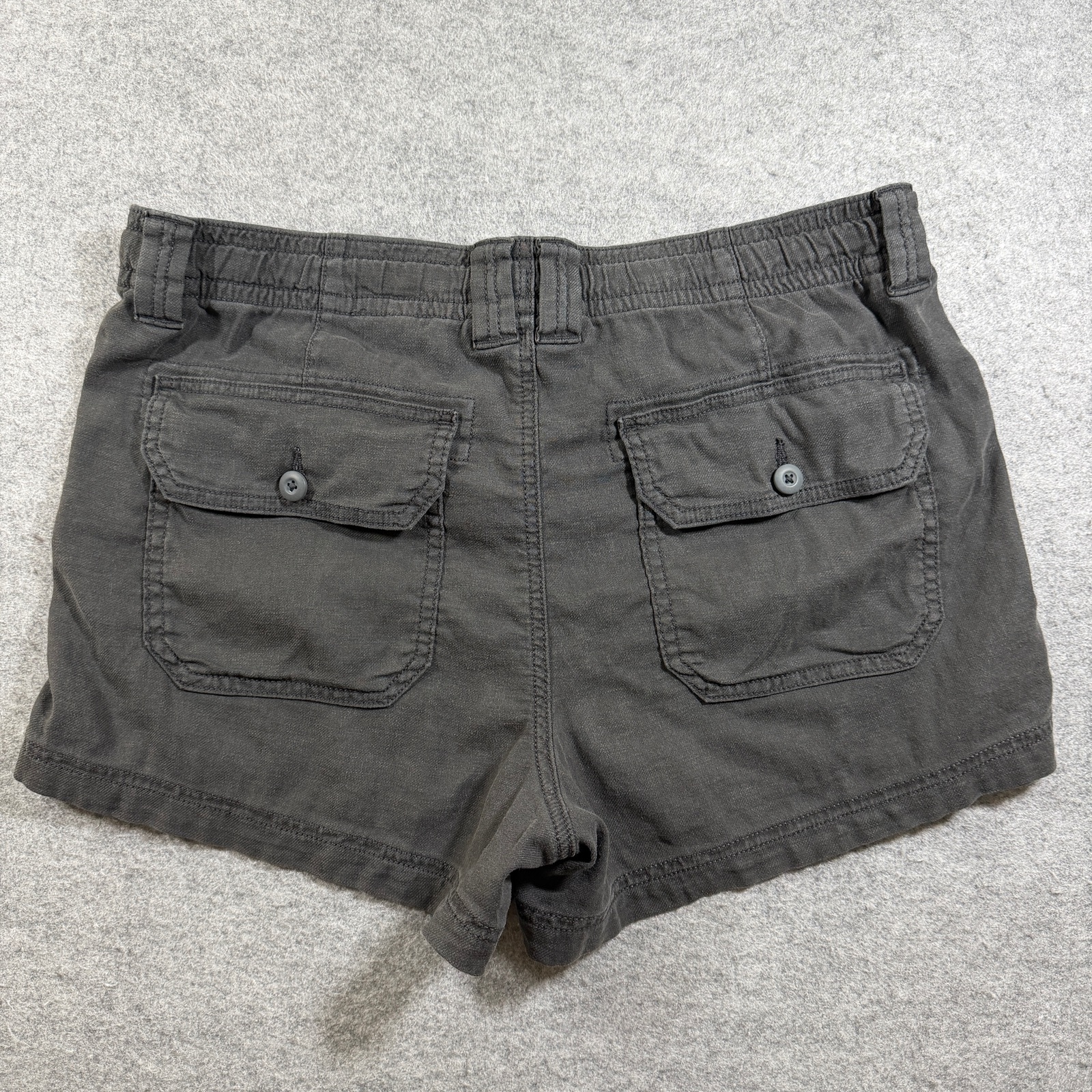 American Eagle Linen Shorts Womens 12 Charcoal Gray Drawstring Relaxed Summer thumbnail 2