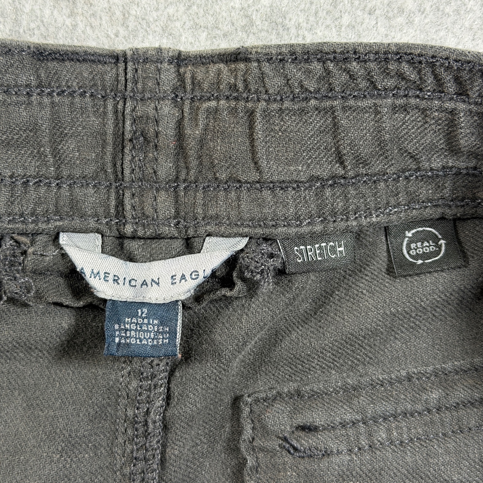 American Eagle Linen Shorts Womens 12 Charcoal Gray Drawstring Relaxed Summer thumbnail 3
