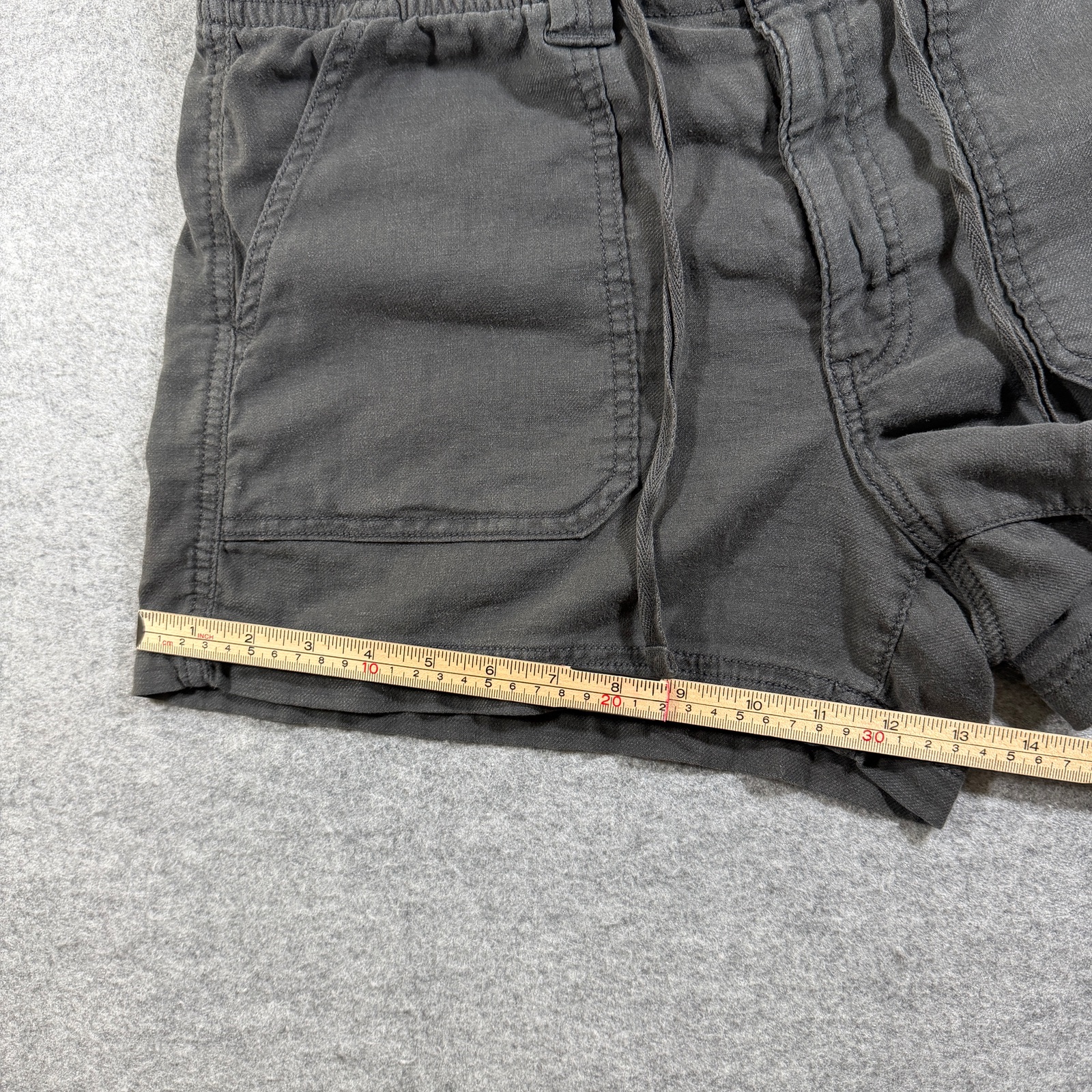 American Eagle Linen Shorts Womens 12 Charcoal Gray Drawstring Relaxed Summer thumbnail 7