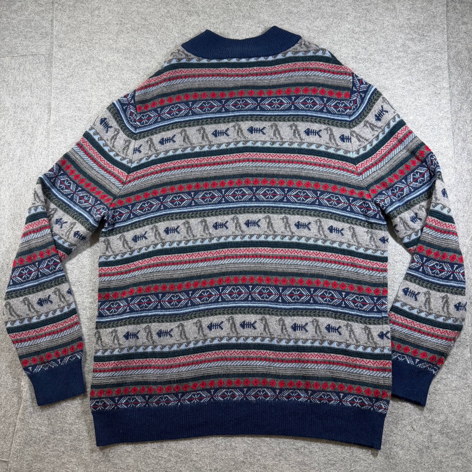 Vineyard Vines Knit Sweater Wool & Alpaca Blend Mens XL Navy Fair Isle 1/4 Zip thumbnail 2
