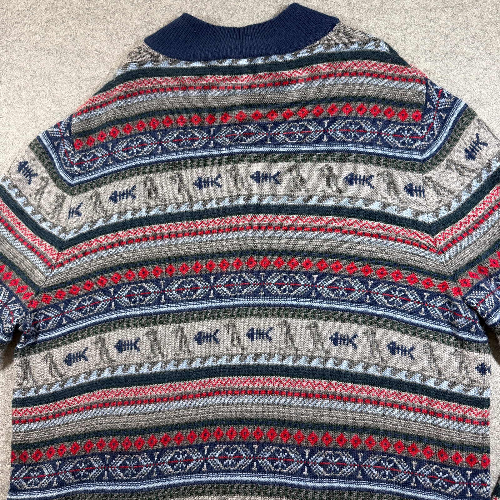 Vineyard Vines Knit Sweater Wool & Alpaca Blend Mens XL Navy Fair Isle 1/4 Zip thumbnail 4