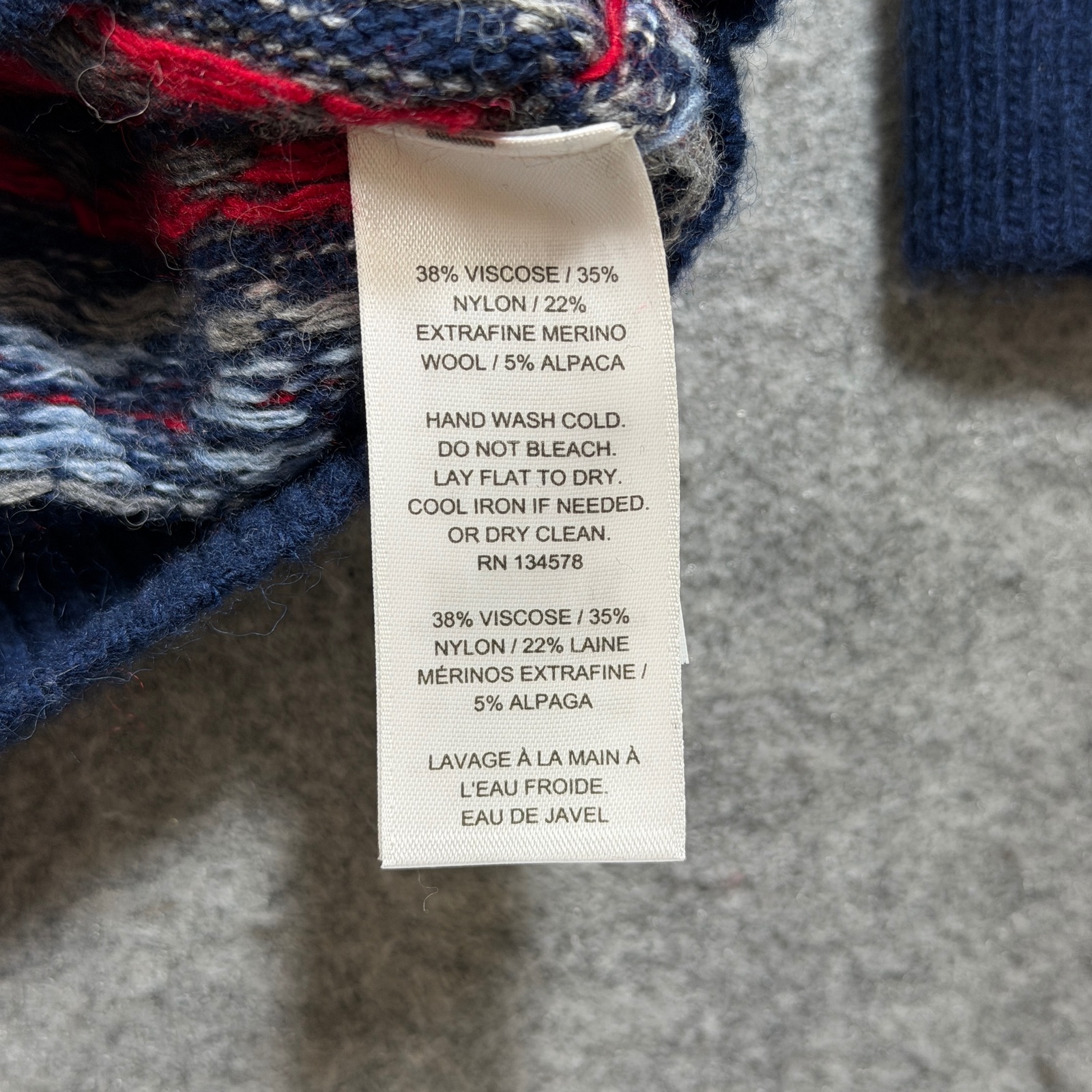 Vineyard Vines Knit Sweater Wool & Alpaca Blend Mens XL Navy Fair Isle 1/4 Zip thumbnail 9