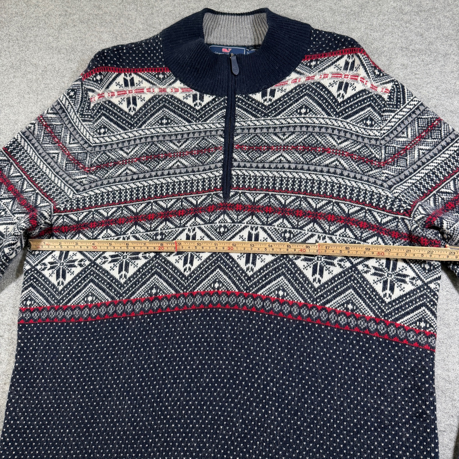 Vineyard Vines Wool & Alpaca Fair Isle Knit Sweater Mens XL Navy 1/4 Zip Preppy thumbnail 6